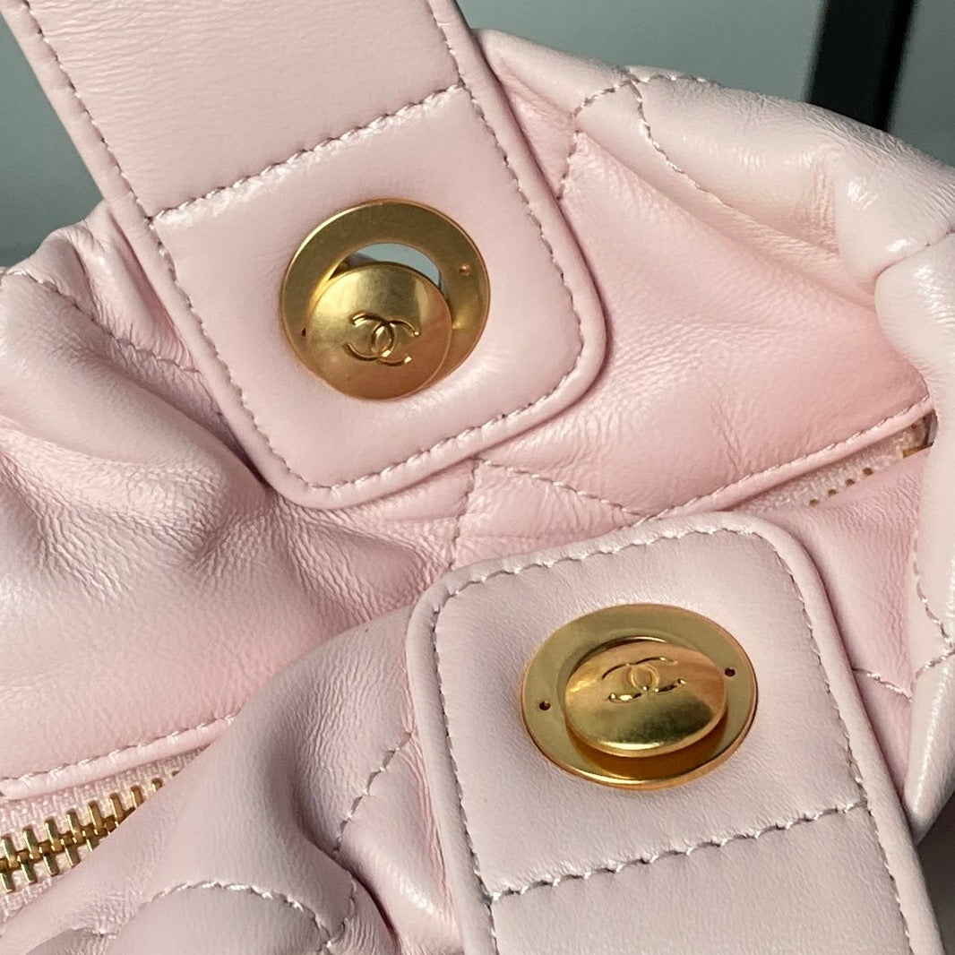 Chanel Pink Quilted Gathered Tote Bag