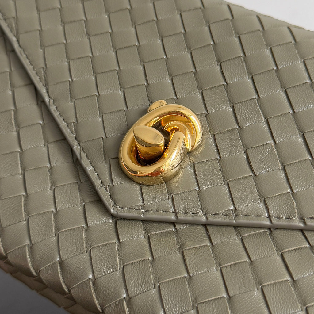 Bottega Veneta Olive Green Intrecciato Woven Leather Shoulder Bag
