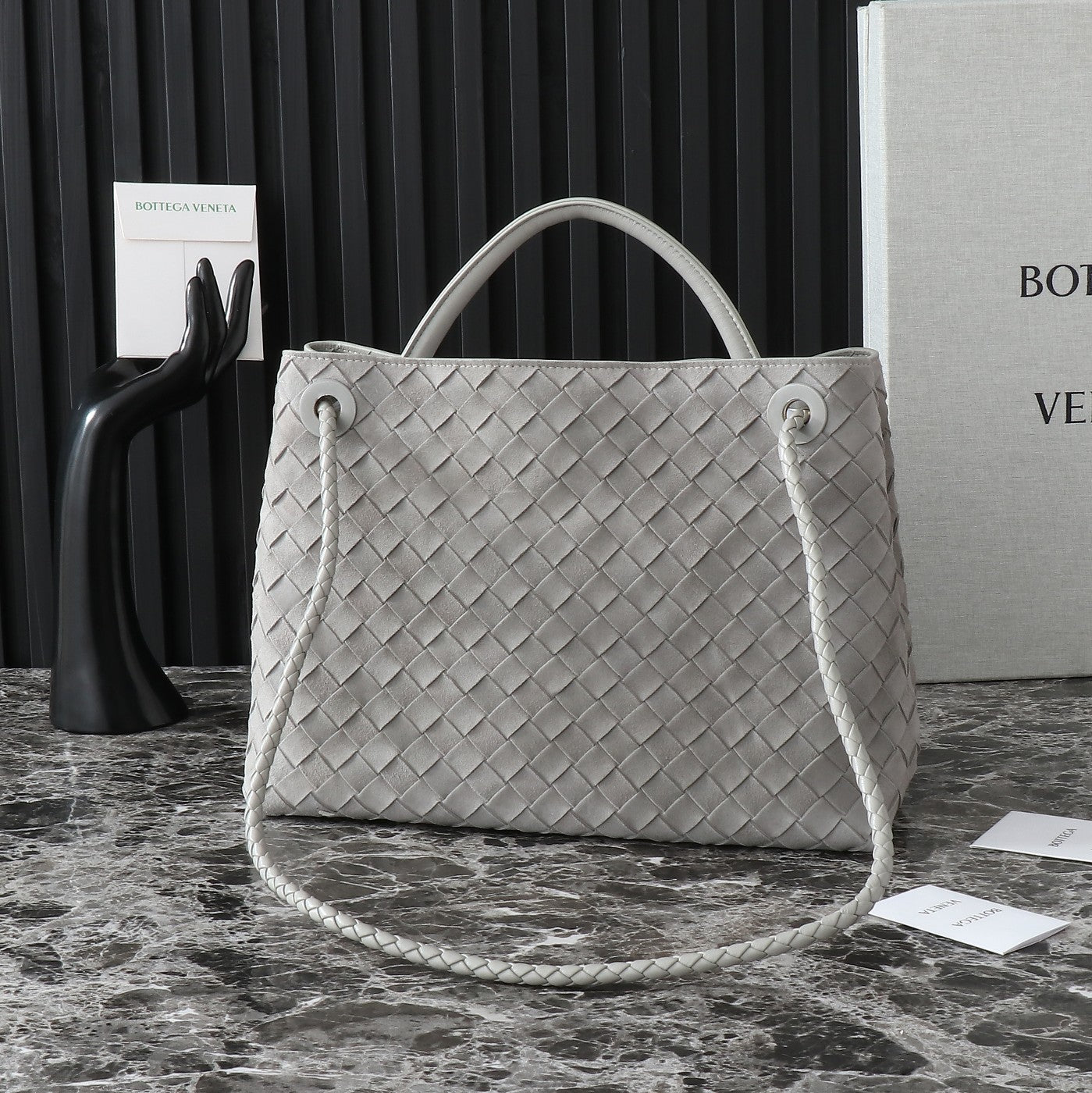 Bottega Veneta Cream Intrecciato Woven Leather Tote Bag