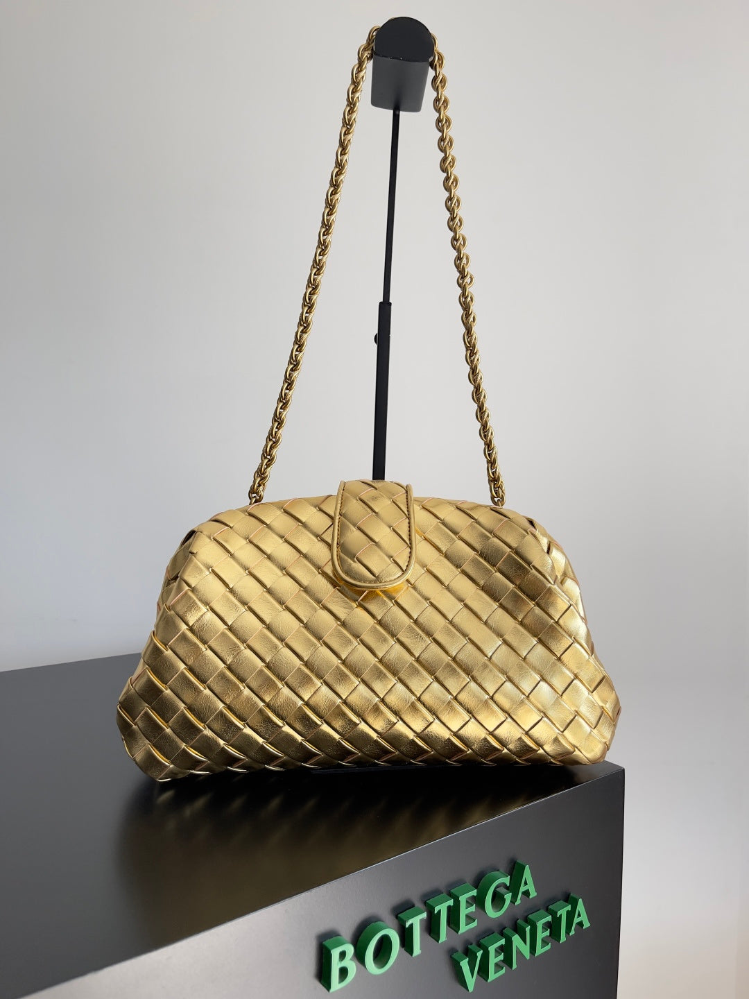 Bottega Veneta Gold Woven Chain Shoulder Bag