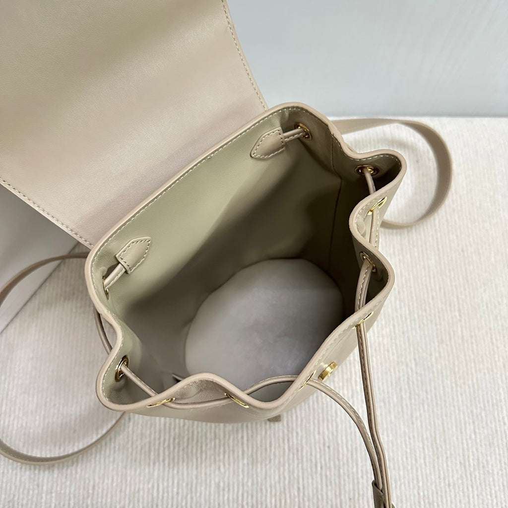 Celine Triomphe Backpack - Beige Calfskin Leather