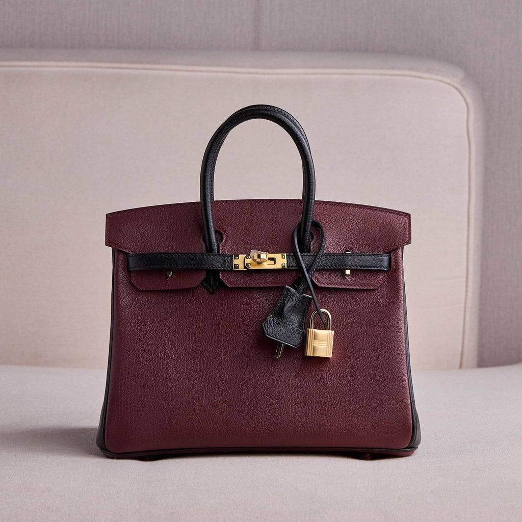 Hermès Special Order Bordeaux Black Birkin 25 cm Togo Gold Hardware