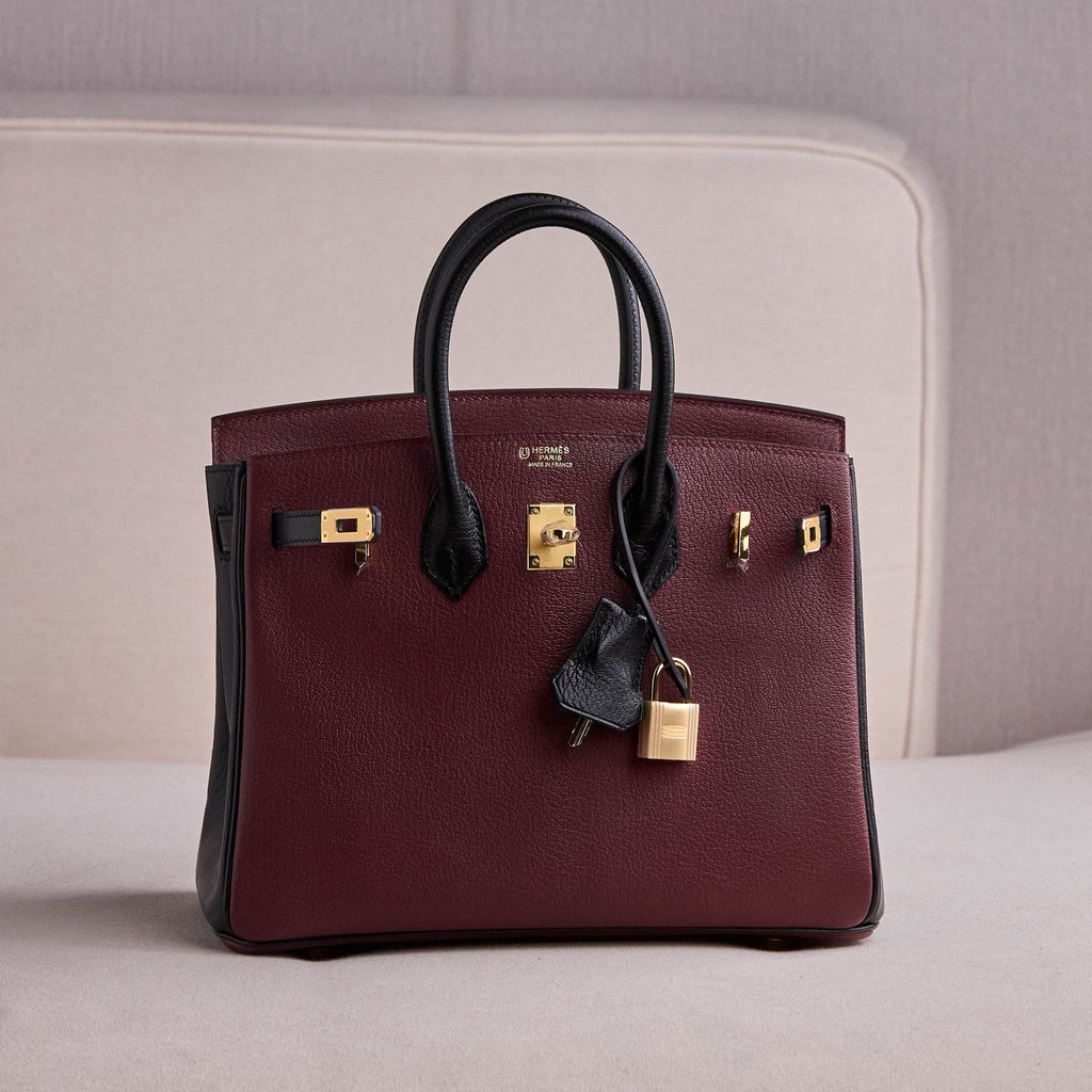 Hermès Special Order Bordeaux Black Birkin 25 cm Togo Gold Hardware