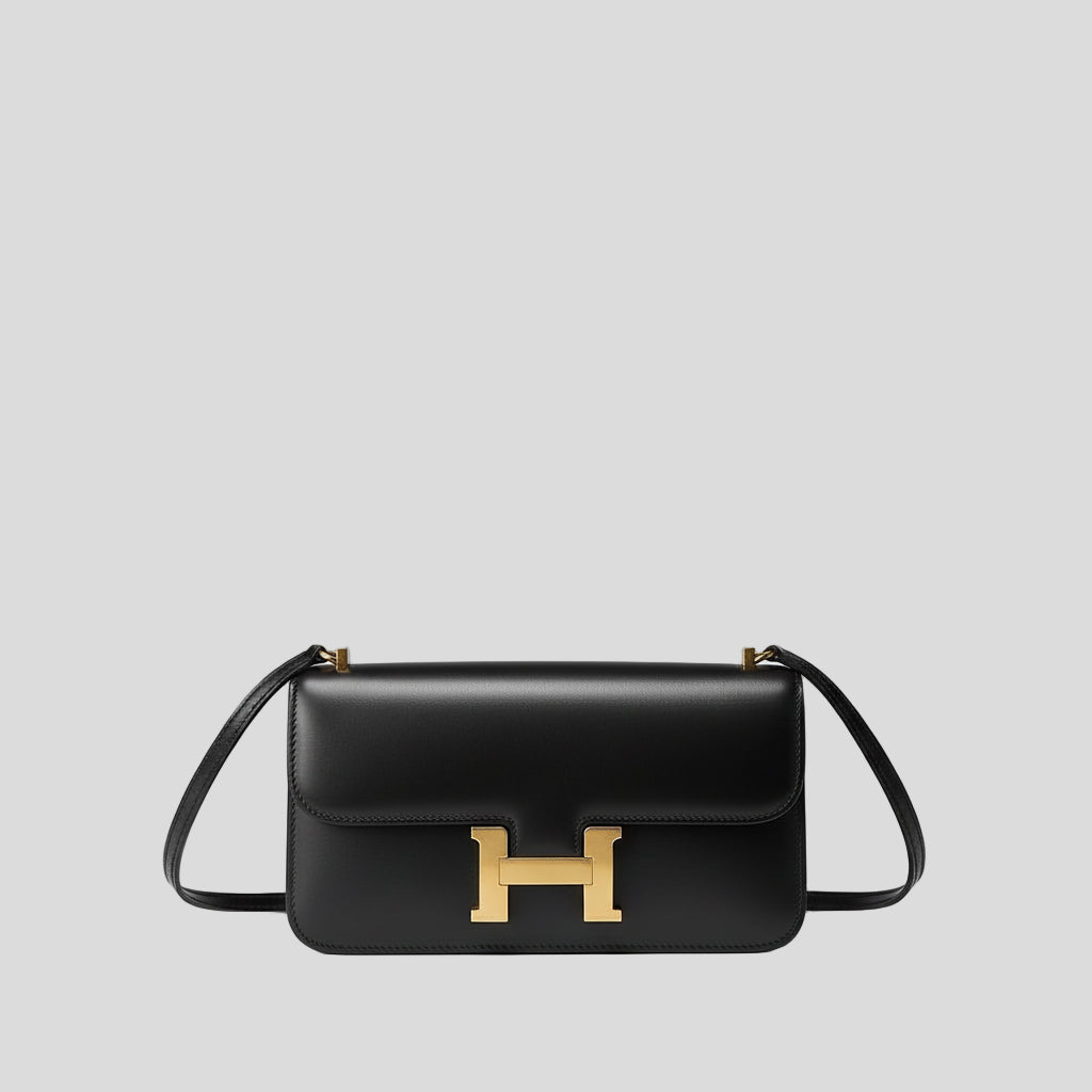 Hermès Constance Elan handbag in Black Box Leather with Gold Hardware