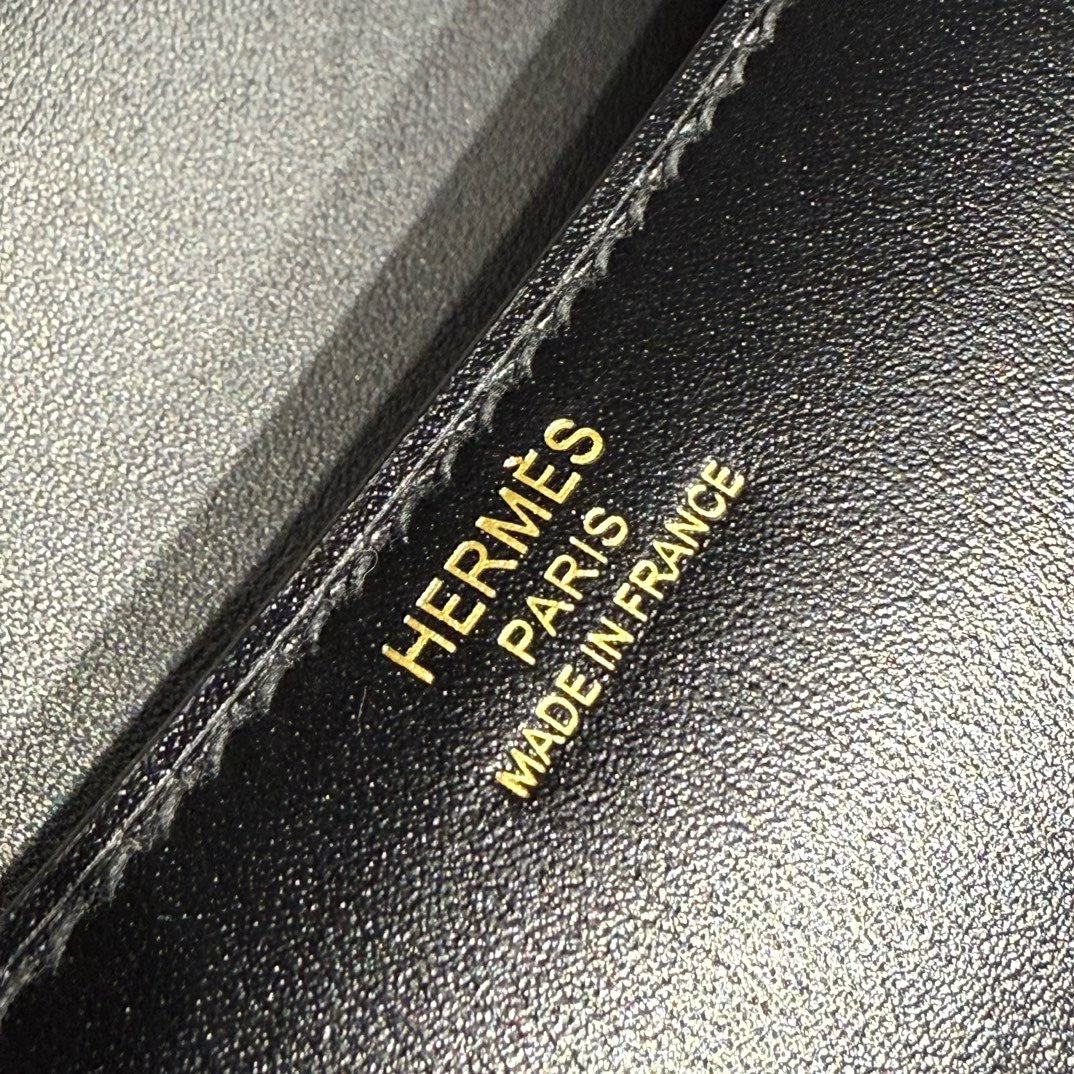 Hermès Constance Elan handbag in Black Box Leather with Gold Hardware