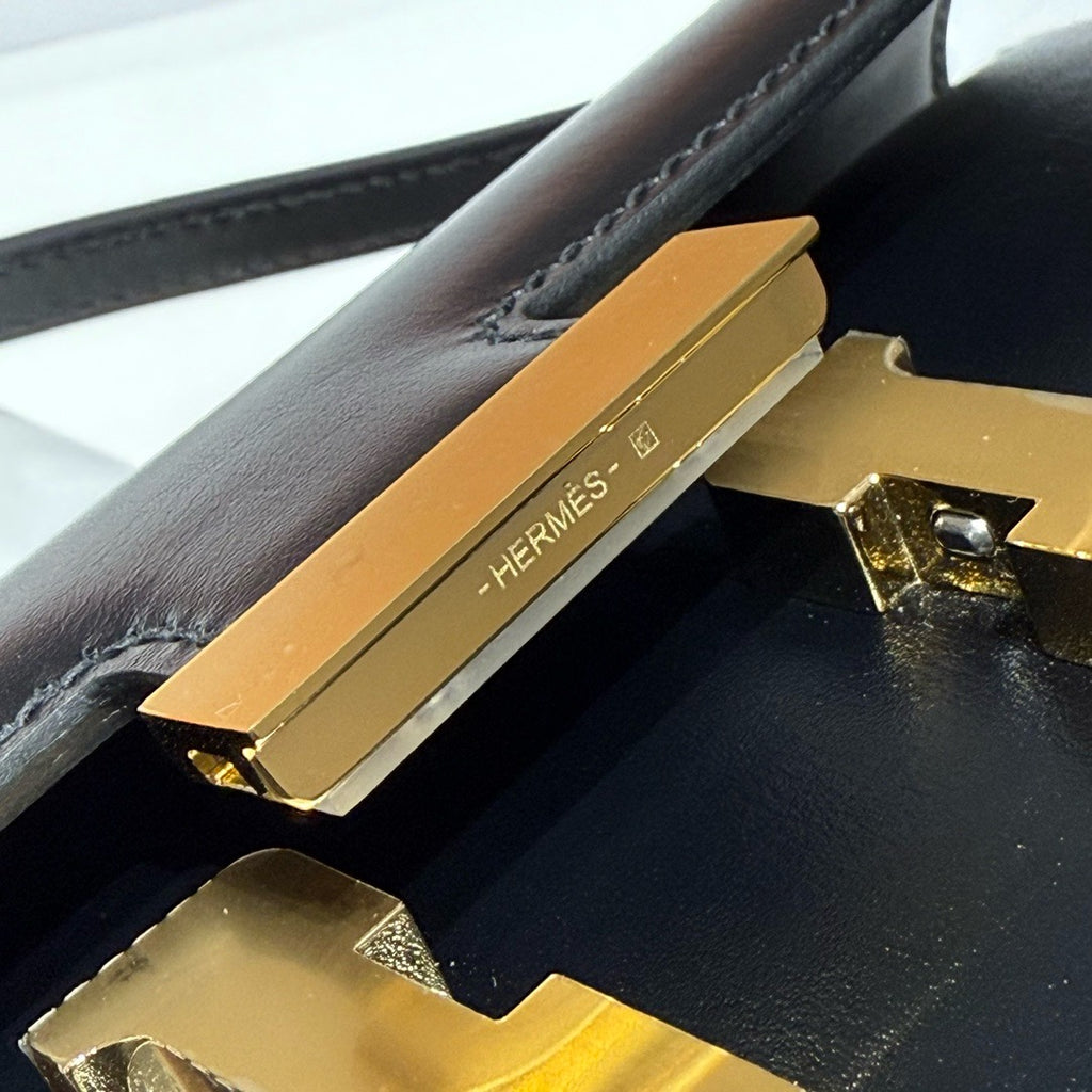 Hermès Constance Elan handbag in Black Box Leather with Gold Hardware
