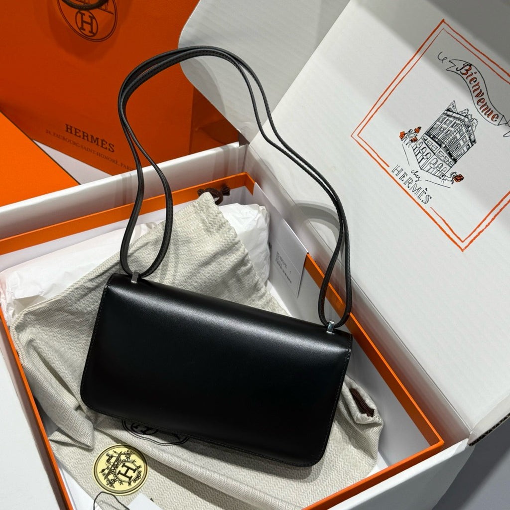 Hermès Constance Elan handbag in Black Box Leather with Palladium Hardware