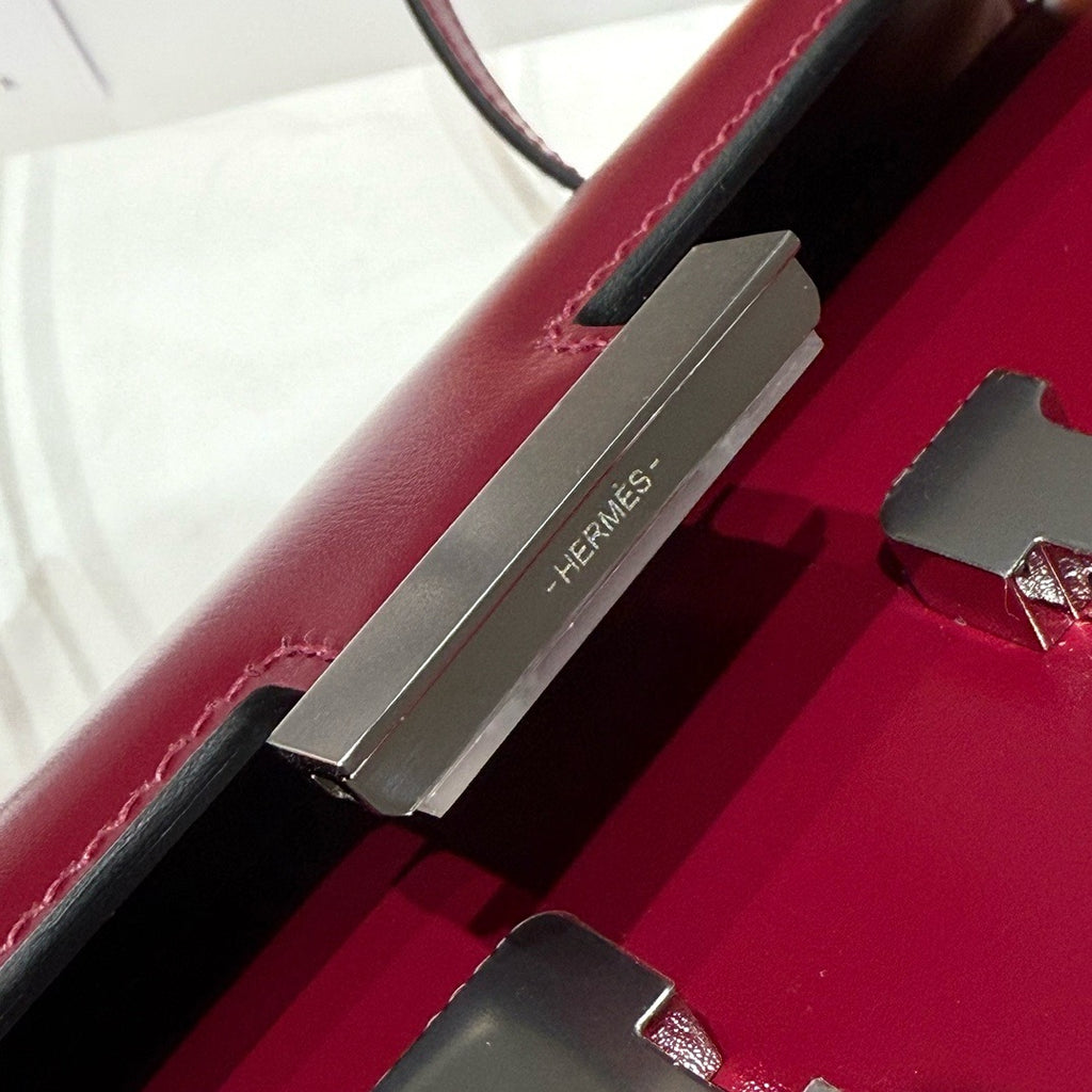 Hermès Constance Elan handbag in Bordeaux Box Leather with Palladium Hardware