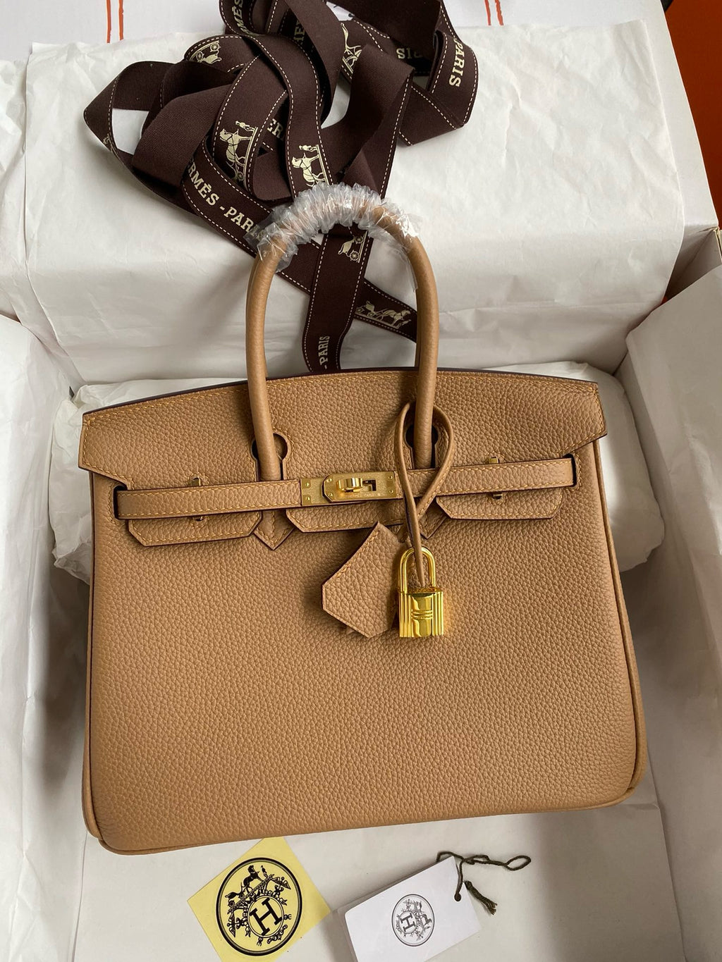 Hermès Etoupe Birkin 25 cm Togo Gold Hardware