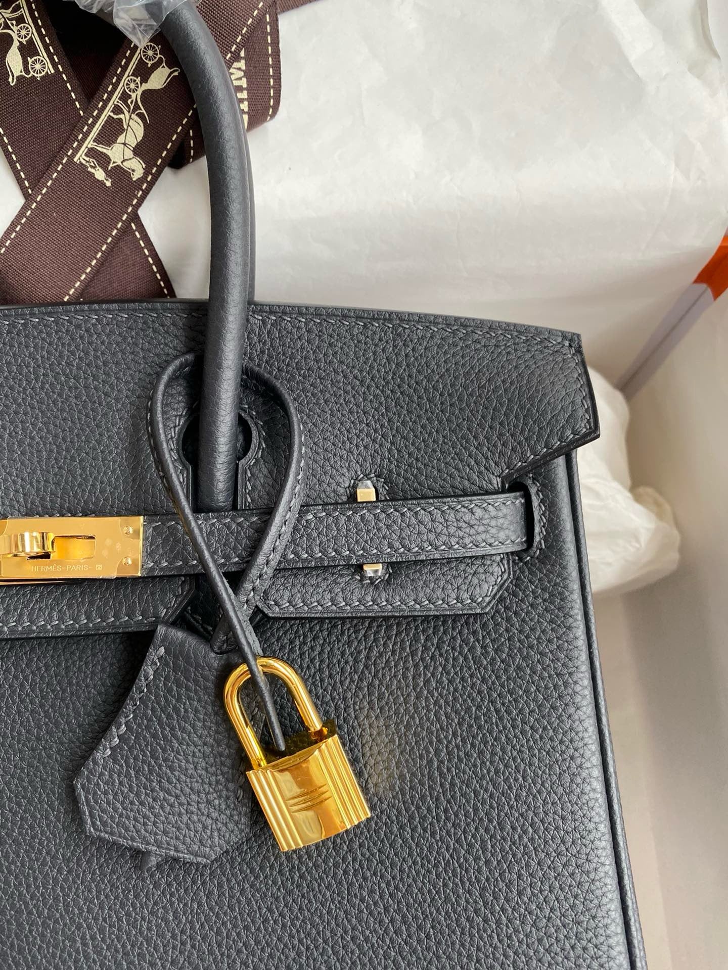 Hermes Ardoise Birkin 25 cm Togo Gold Hardware