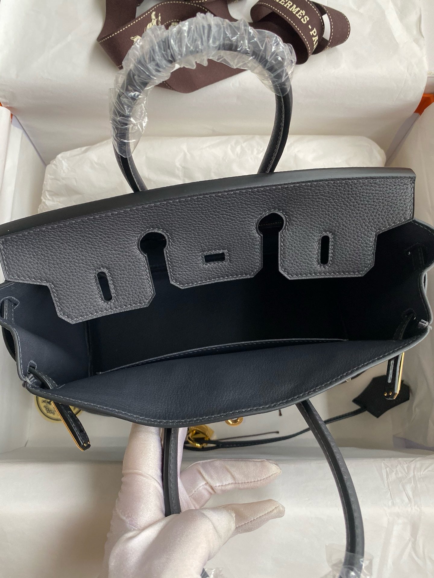 Hermes Ardoise Birkin 25 cm Togo Gold Hardware