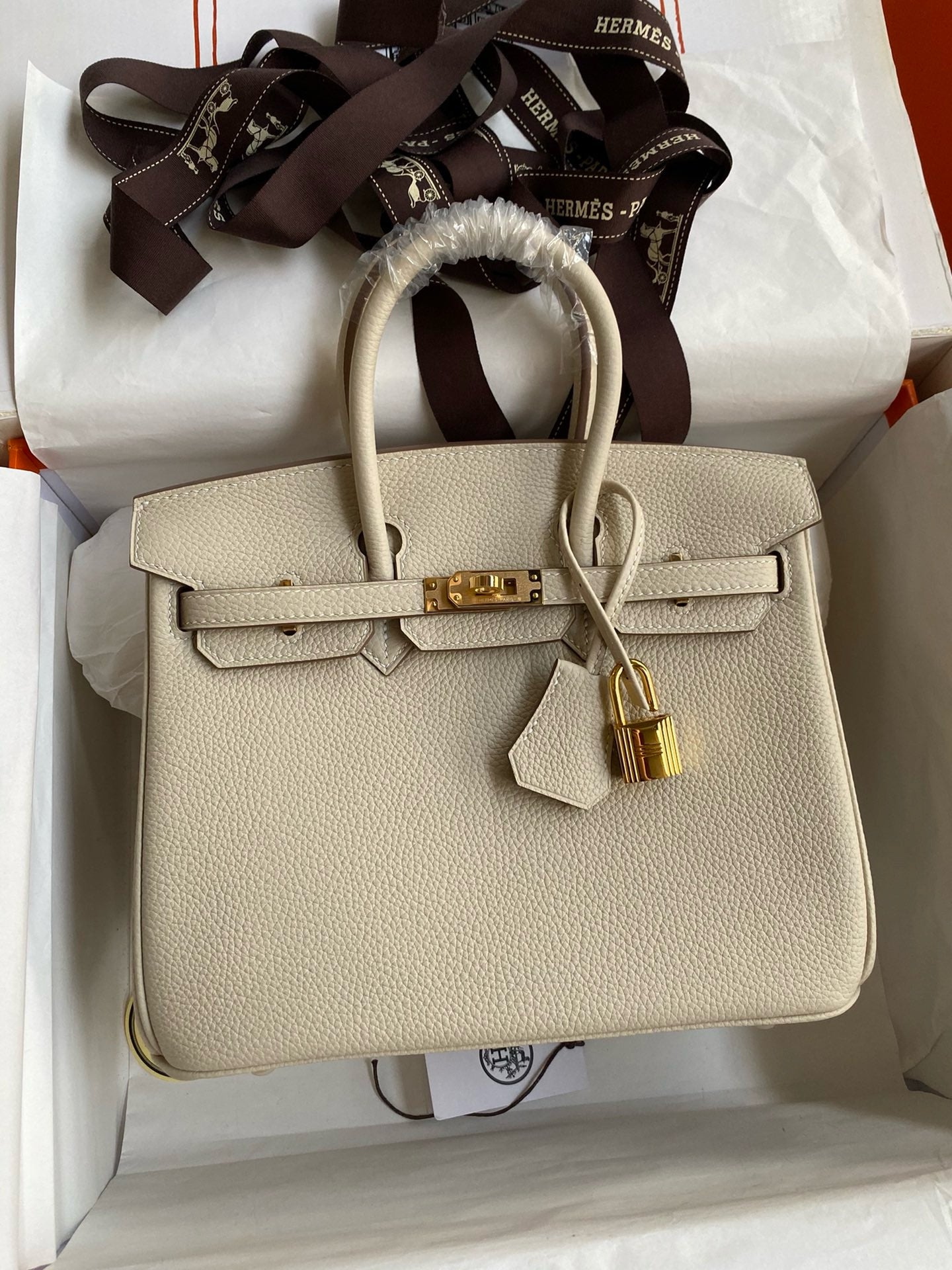 Hermès Craie Birkin 25 cm Togo Gold Hardware