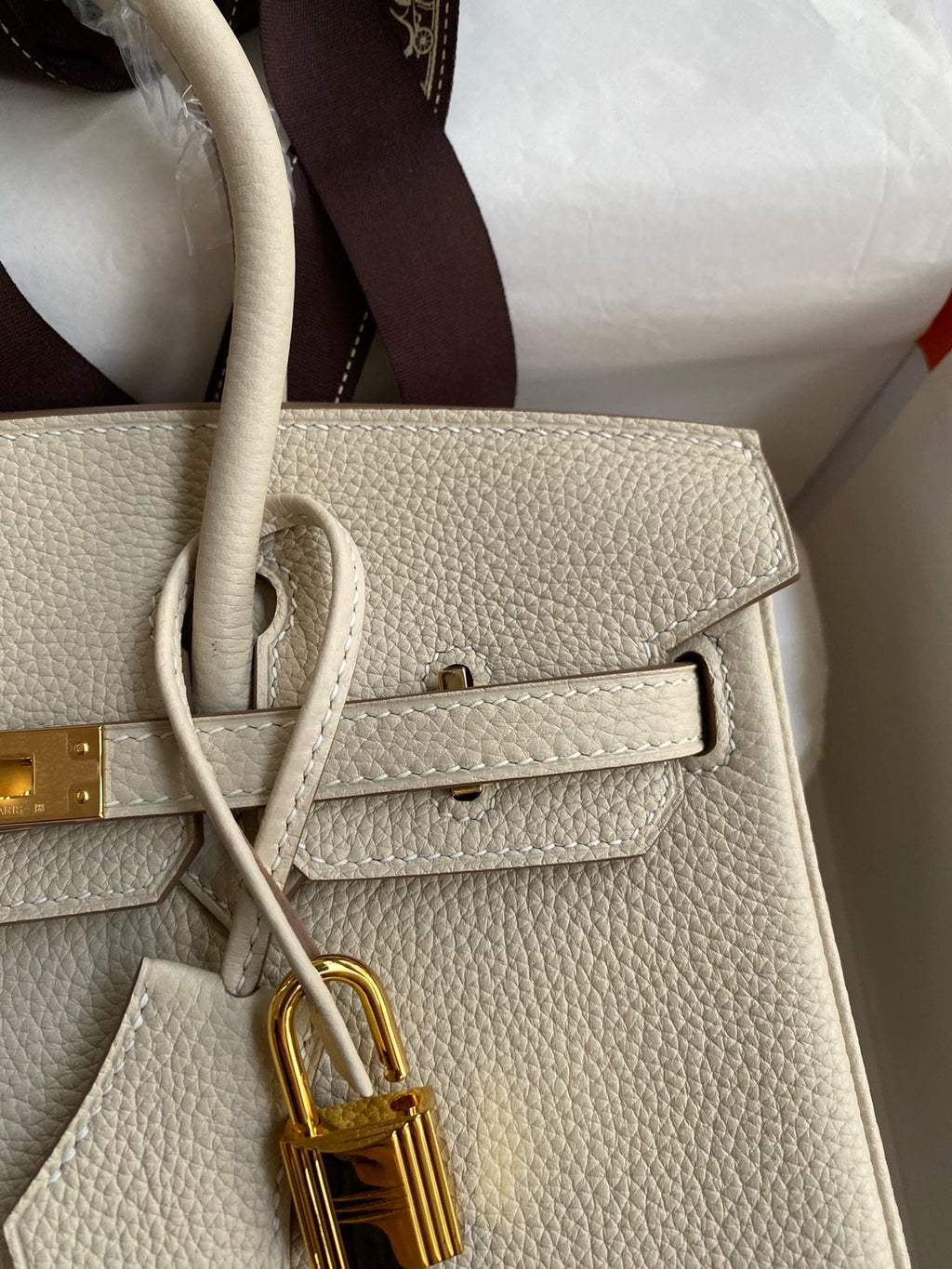 Hermès Craie Birkin 25 cm Togo Gold Hardware