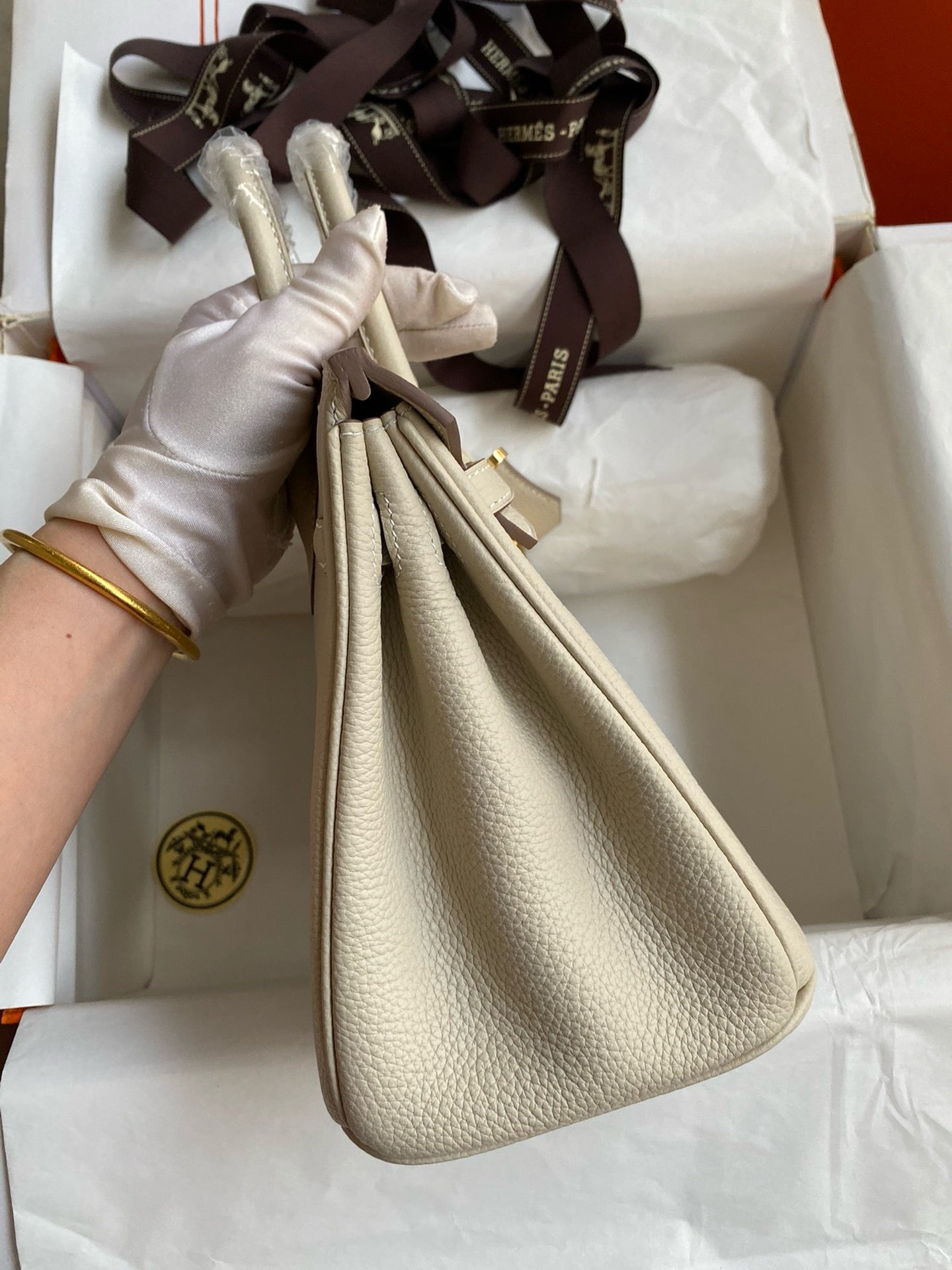 Hermès Craie Birkin 25 cm Togo Gold Hardware
