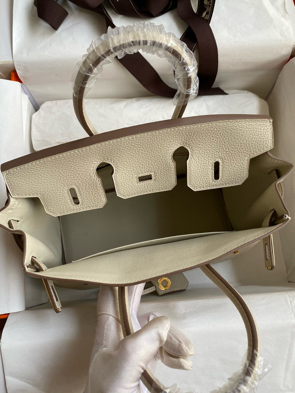 Hermès Craie Birkin 25 cm Togo Gold Hardware