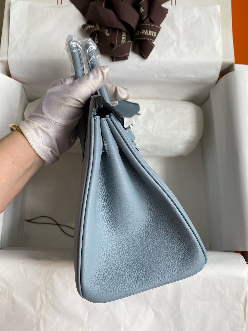 Hermes Blue Line Birkin 25 cm Togo Palladium Hardware