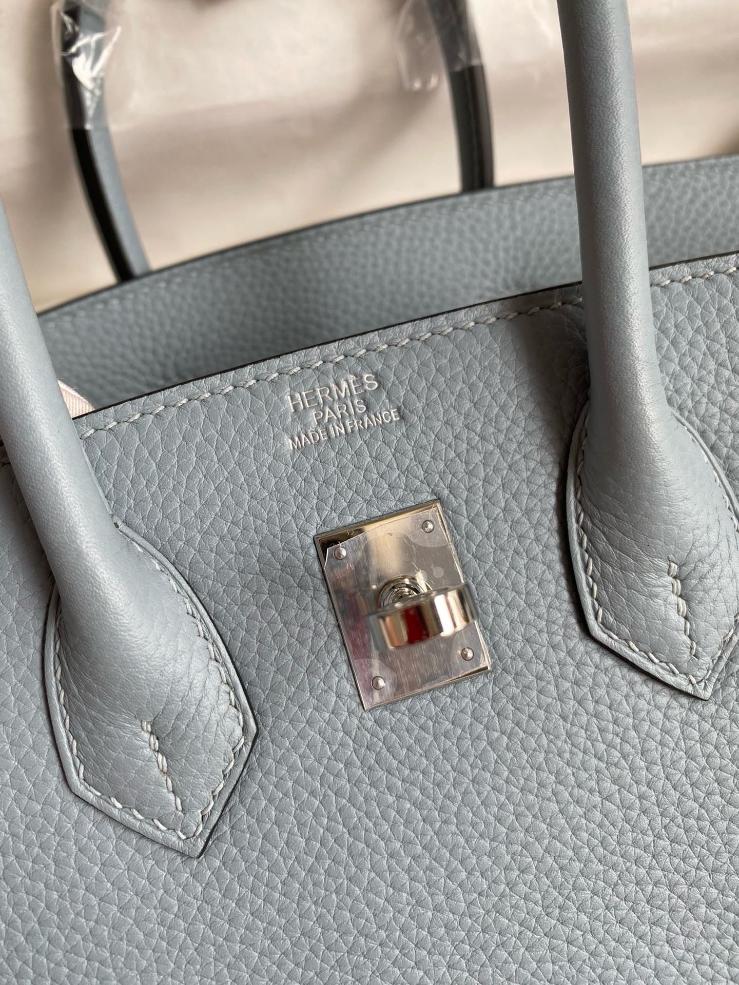 Hermes Blue Line Birkin 25 cm Togo Palladium Hardware