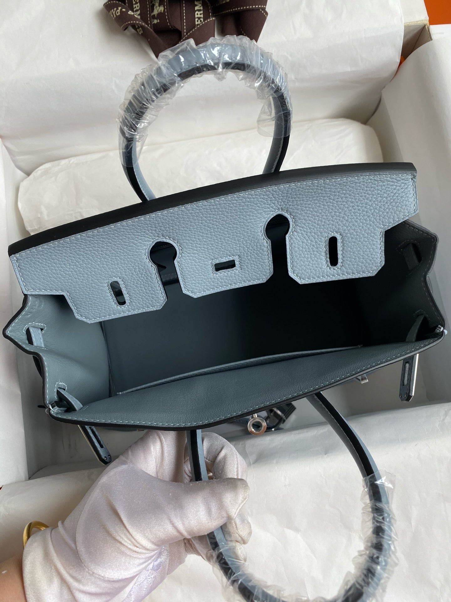 Hermes Blue Line Birkin 25 cm Togo Palladium Hardware