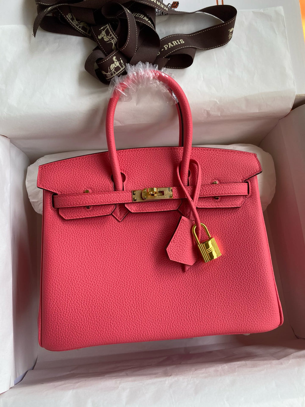 Hermès Rose Azalee Birkin 25 cm Togo Gold Hardware
