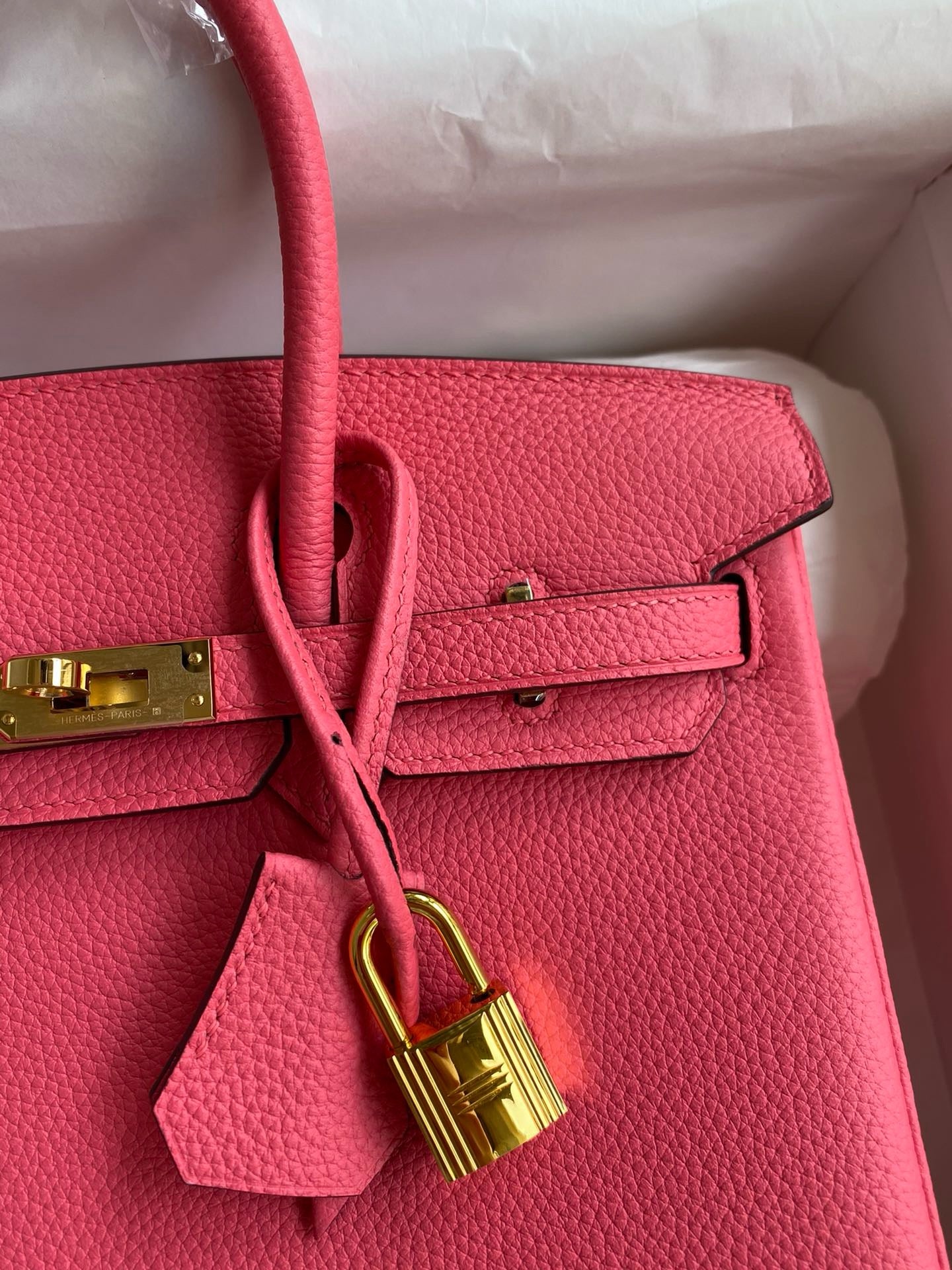 Hermès Rose Azalee Birkin 25 cm Togo Gold Hardware