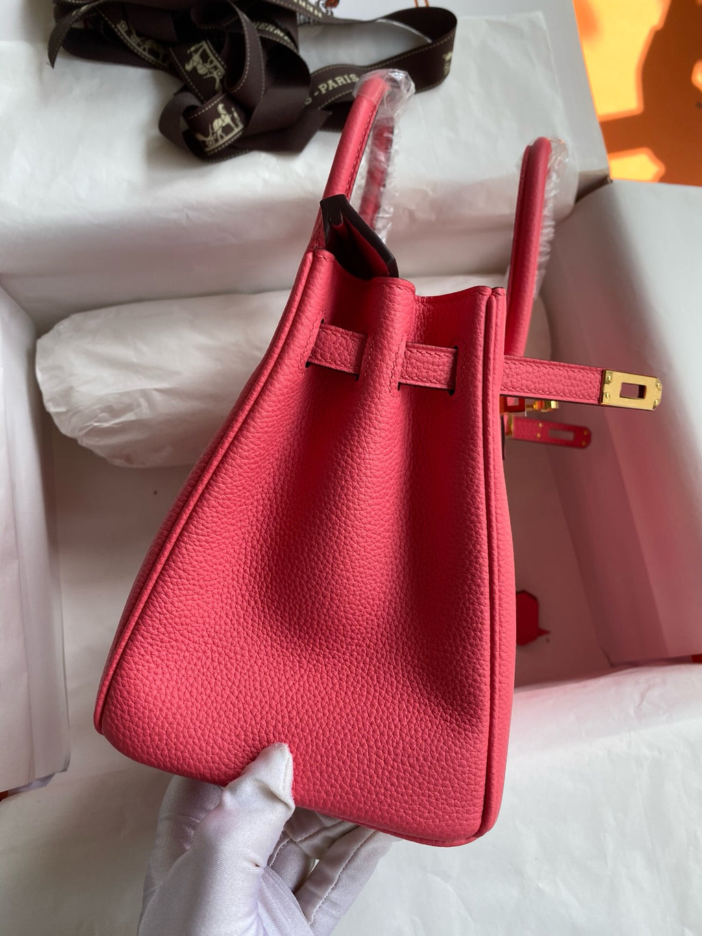 Hermès Rose Azalee Birkin 25 cm Togo Gold Hardware