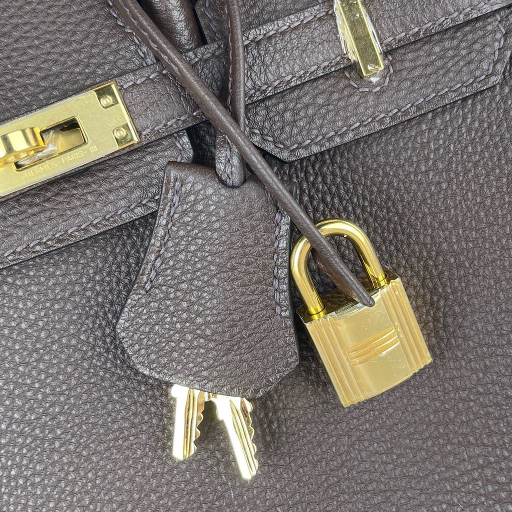 Hermès Chocolate Kelly 25 Togo Gold Hardware