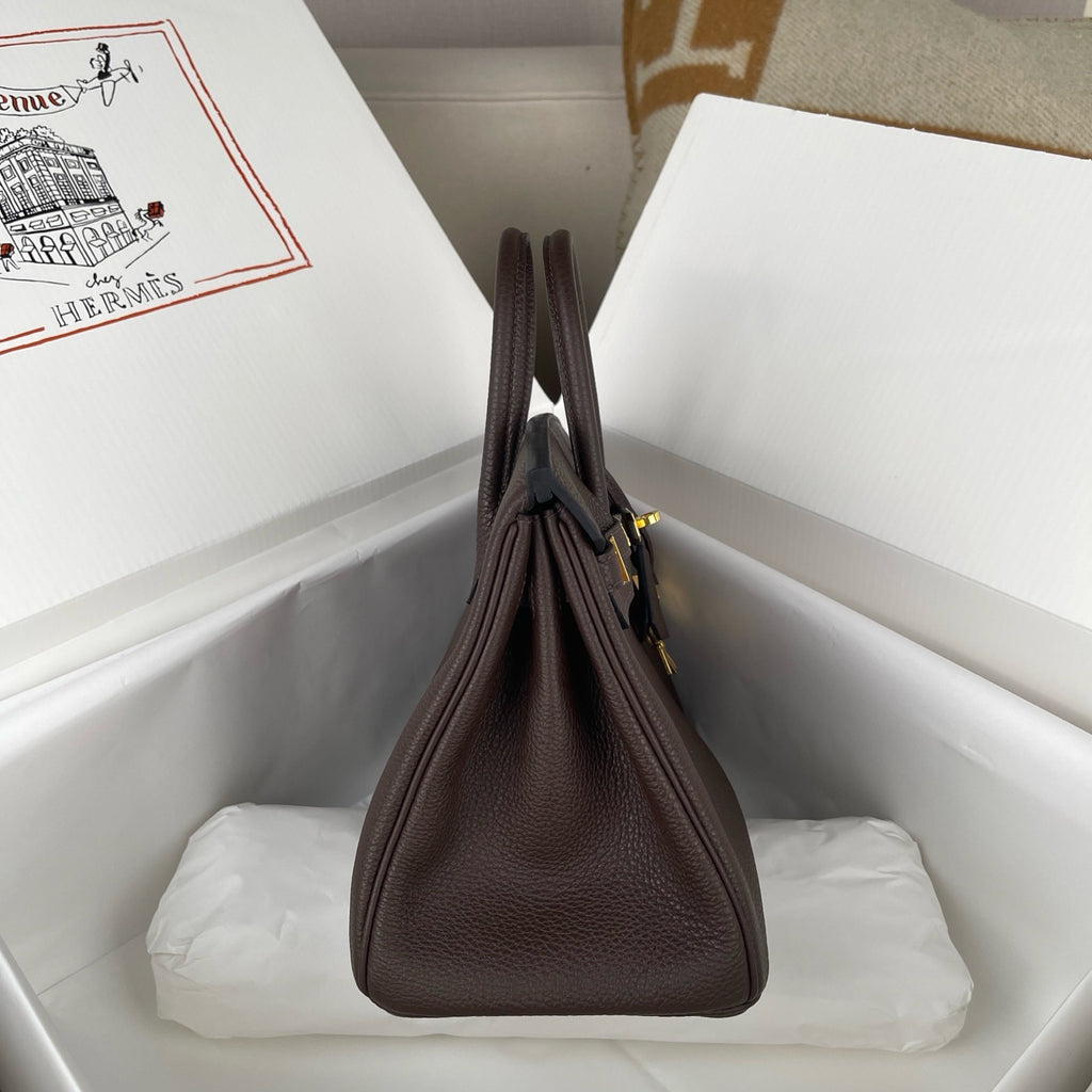 Hermès Chocolate Kelly 25 Togo Gold Hardware