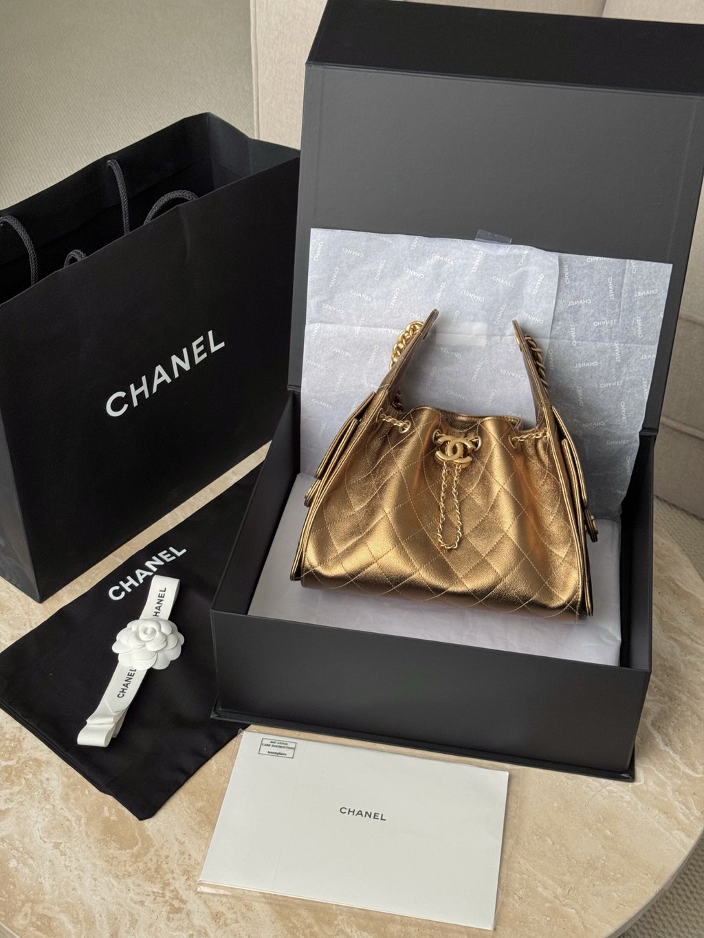 Chanel 202425 MÉTIERS D’ART CHANEL 25 SMALL HANDBAG Dark Gold