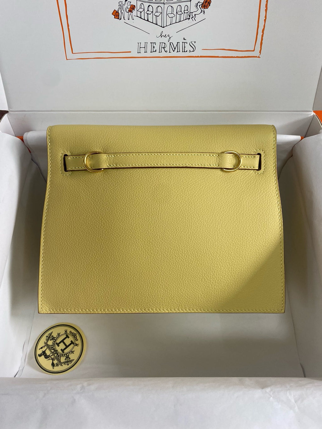 Hermès Jaune Poussin Kelly Danse Bag Evercolour Leather Gold Hardware