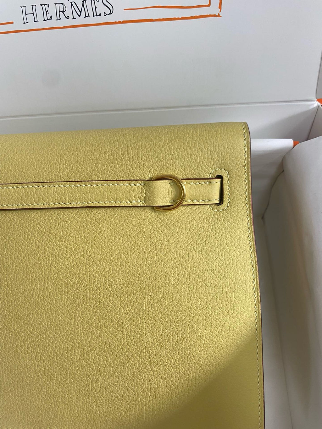 Hermès Jaune Poussin Kelly Danse Bag Evercolour Leather Gold Hardware
