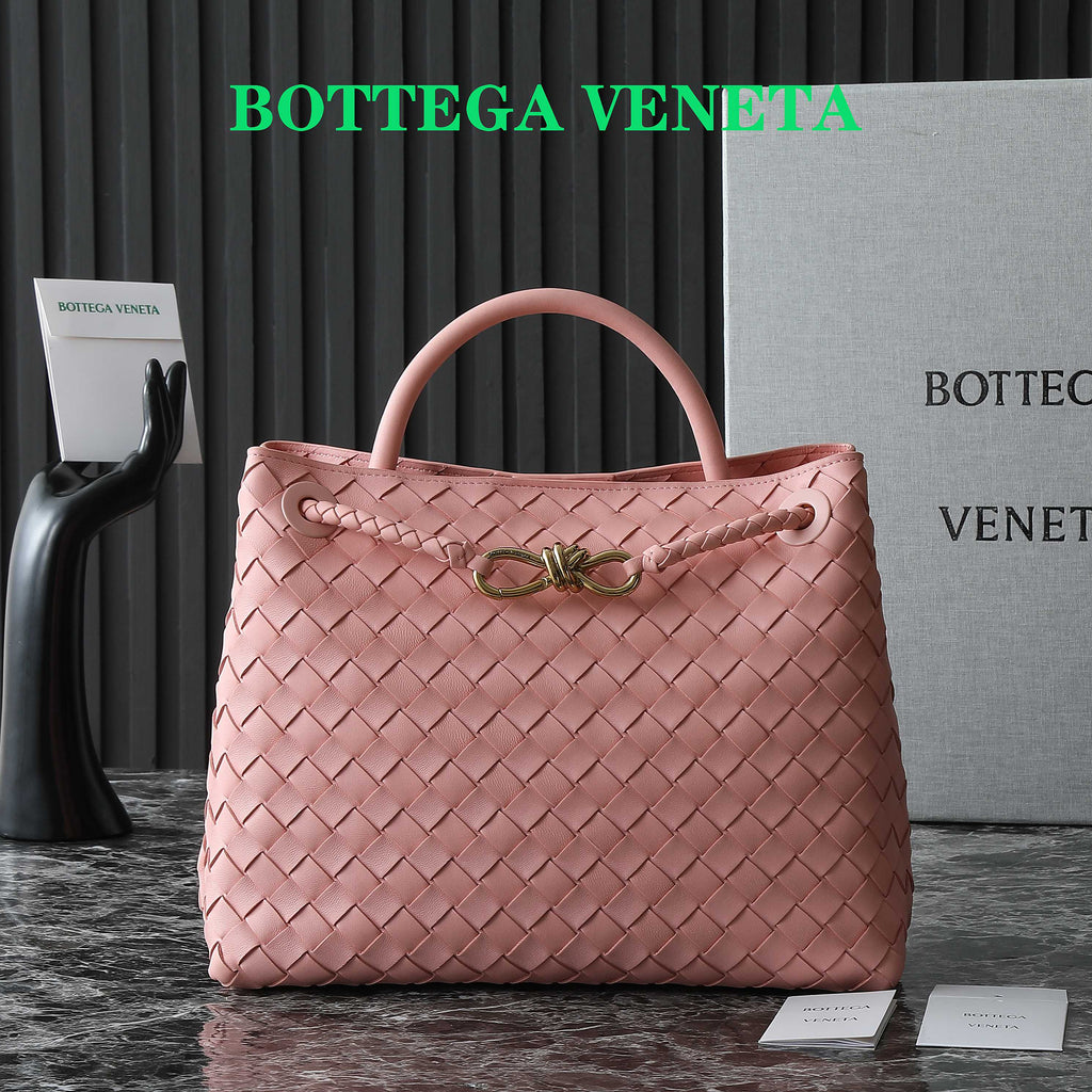 Bottega Veneta Pink Intrecciato Woven Leather Tote Bag