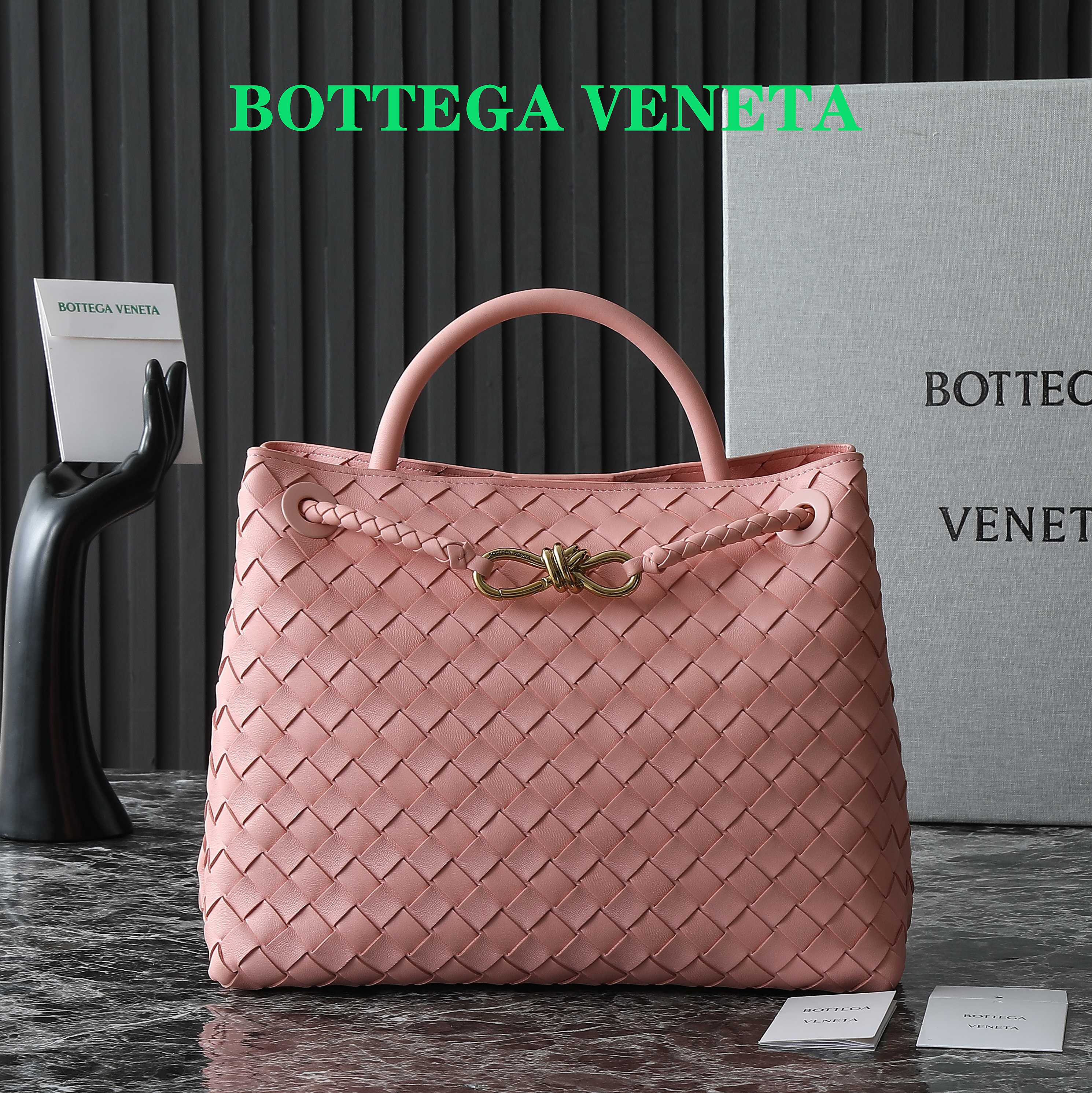 Bottega Veneta Pink Intrecciato Woven Leather Tote Bag