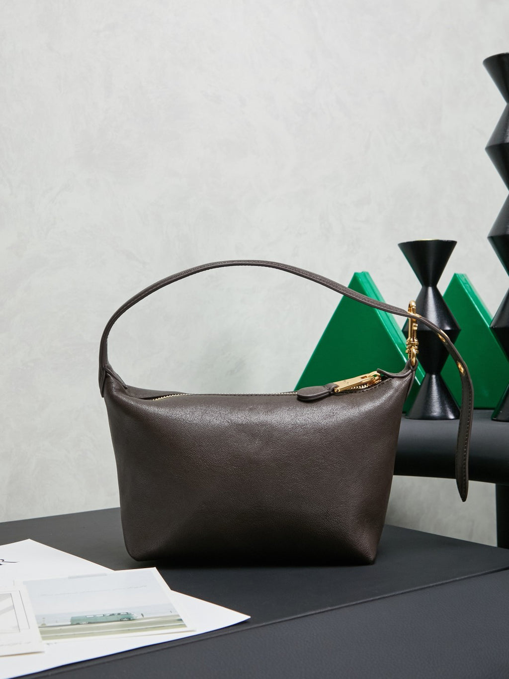 Miu Miu Smooth Leather Hobo Bag - Taupe Brown