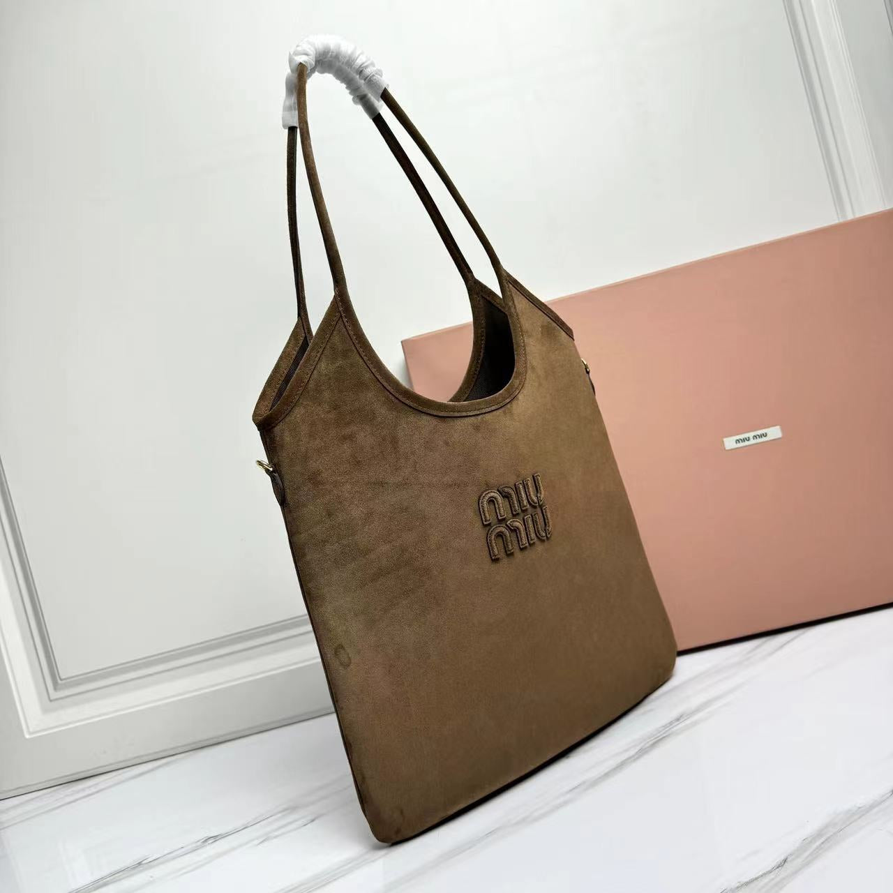 Miu Miu Suede Hobo Bag - Olive Green