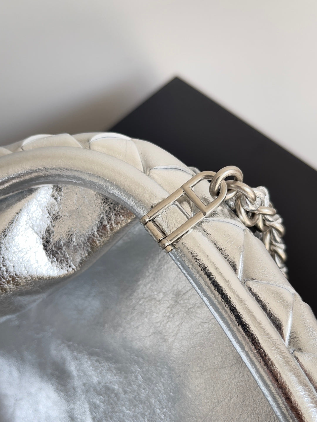 Bottega Veneta Intrecciato Shoulder Bag - Silver Metallic