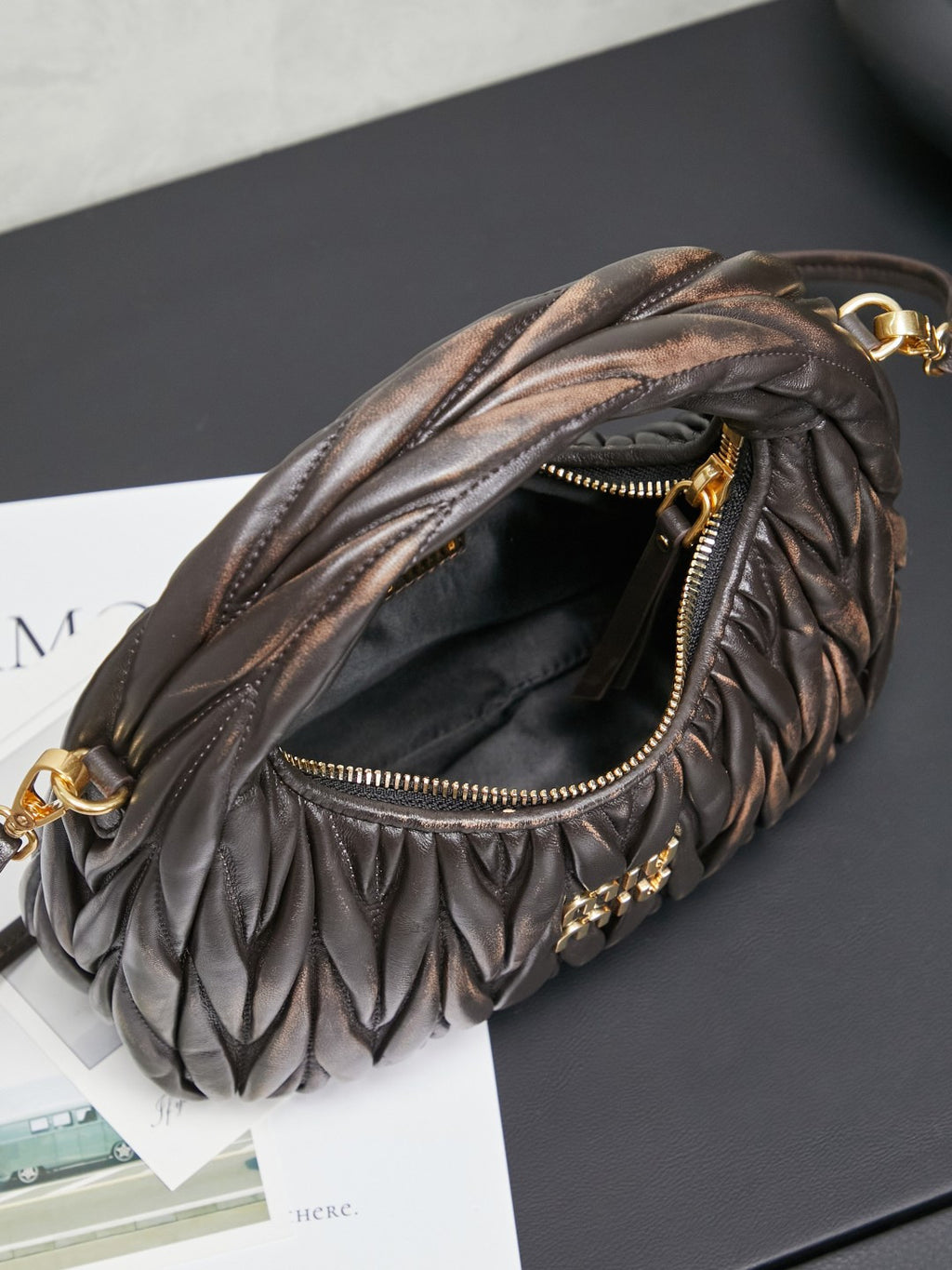 Miu Miu Matelassé Hobo Bag - Dark Brown