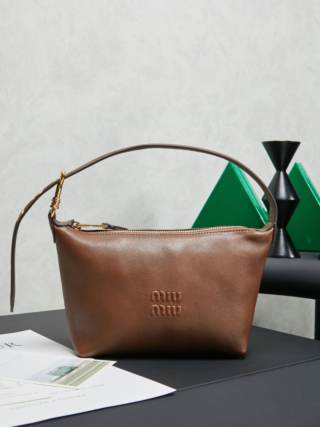 Miu Miu Smooth Leather Hobo Bag - Brown