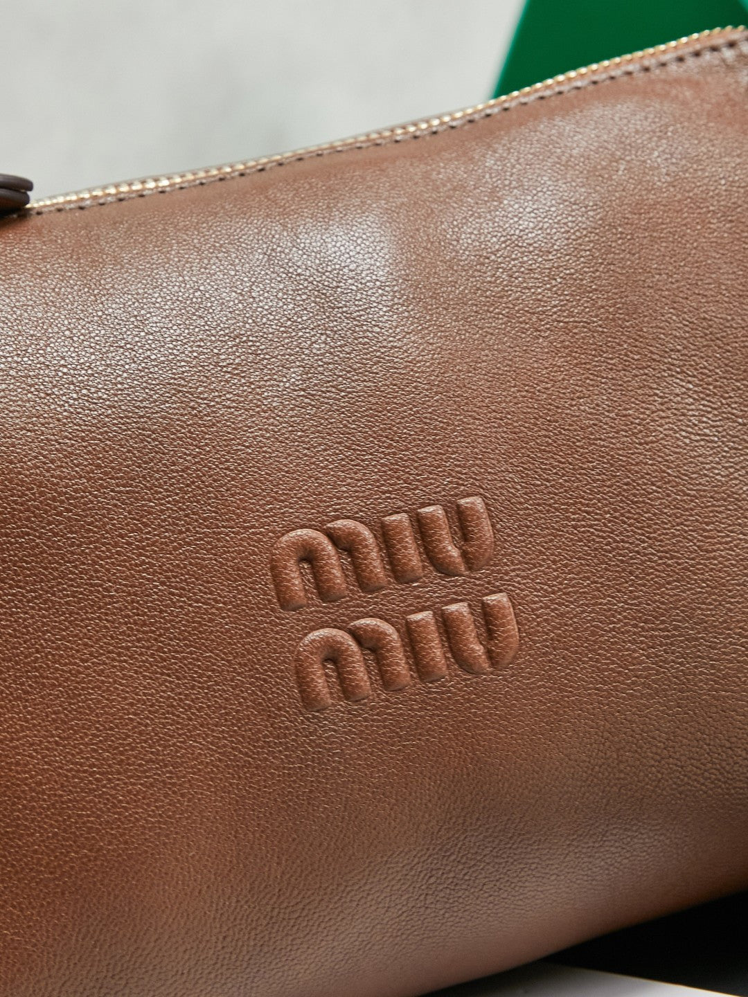 Miu Miu Smooth Leather Hobo Bag - Brown