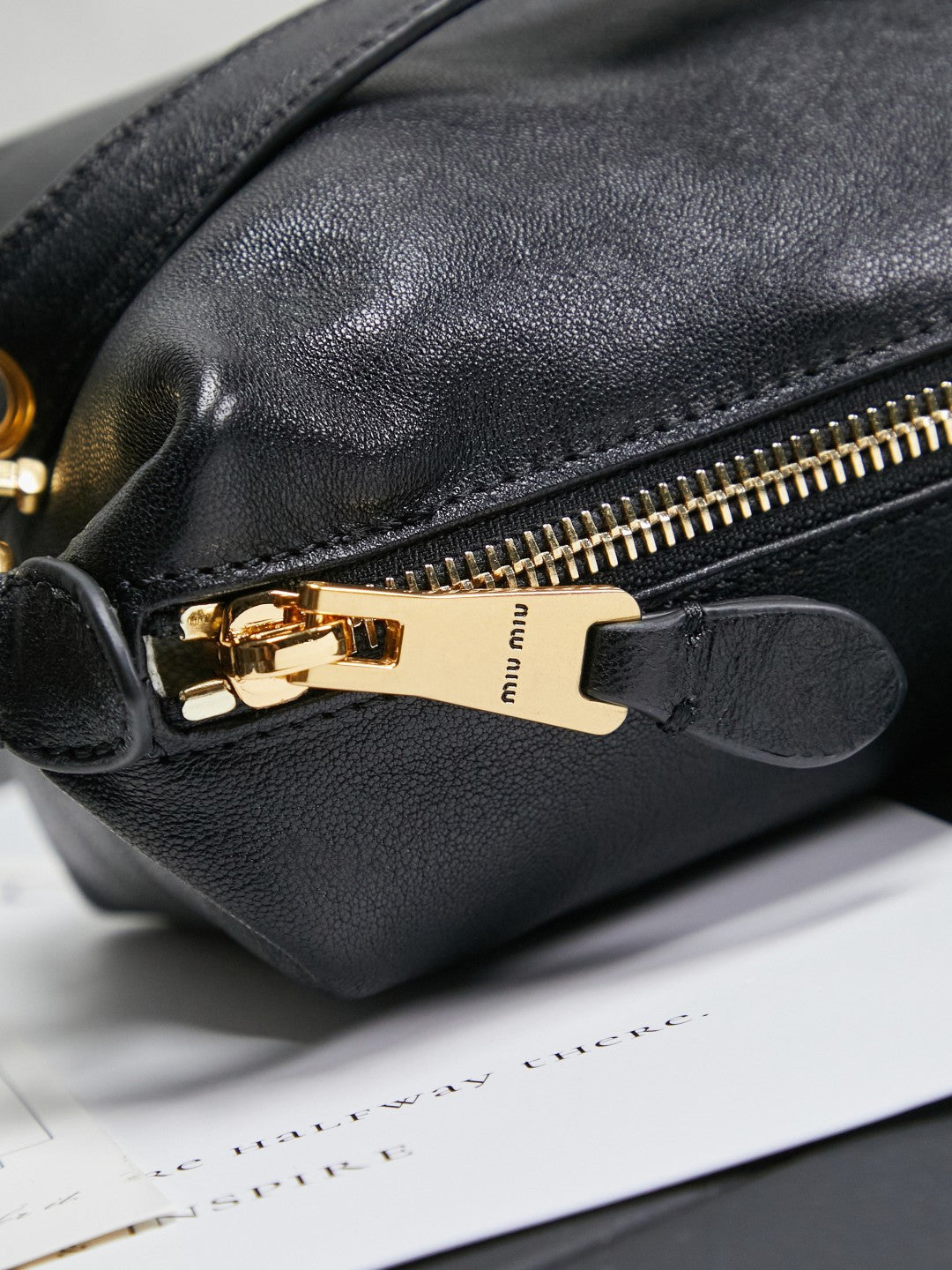 Miu Miu Smooth Leather Hobo Bag - Black