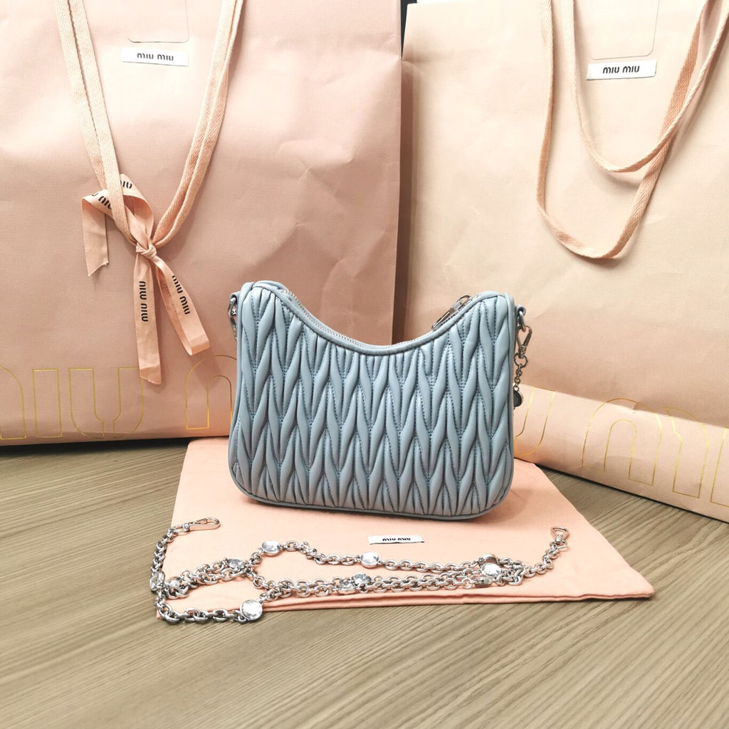 Miu Miu Matelassé Crossbody Bag - Light Blue