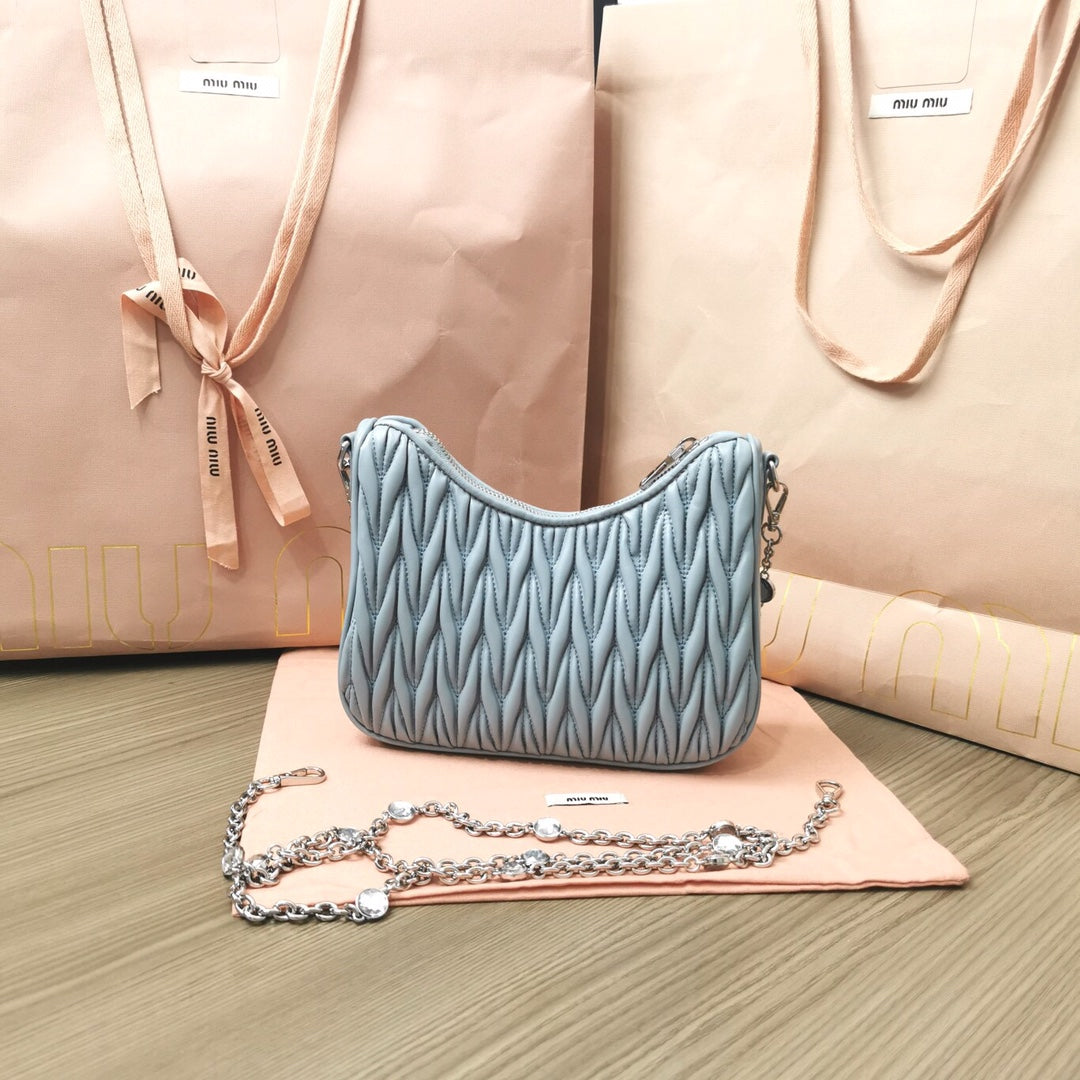 Miu Miu Matelassé Crossbody Bag - Light Blue