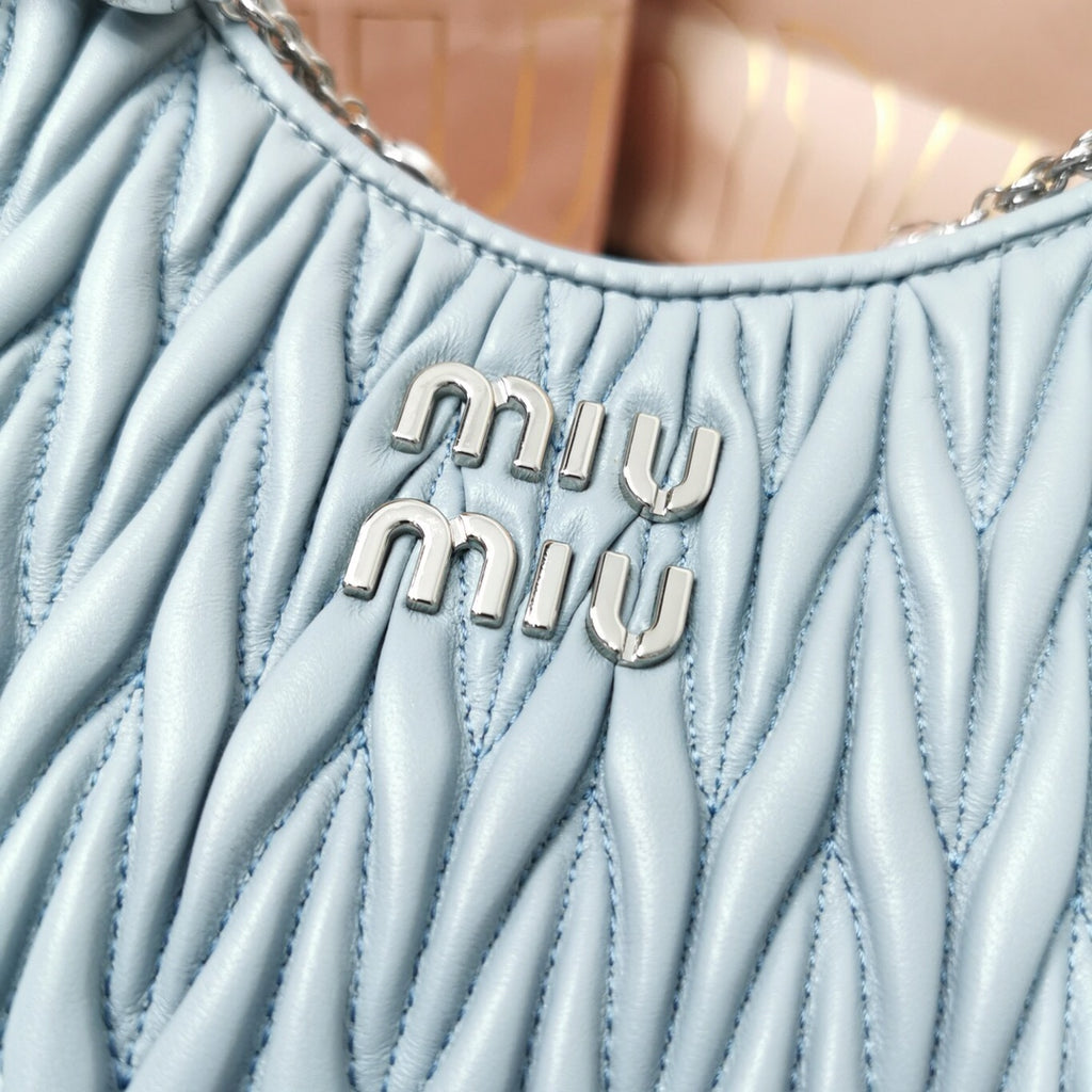 Miu Miu Matelassé Crossbody Bag - Light Blue