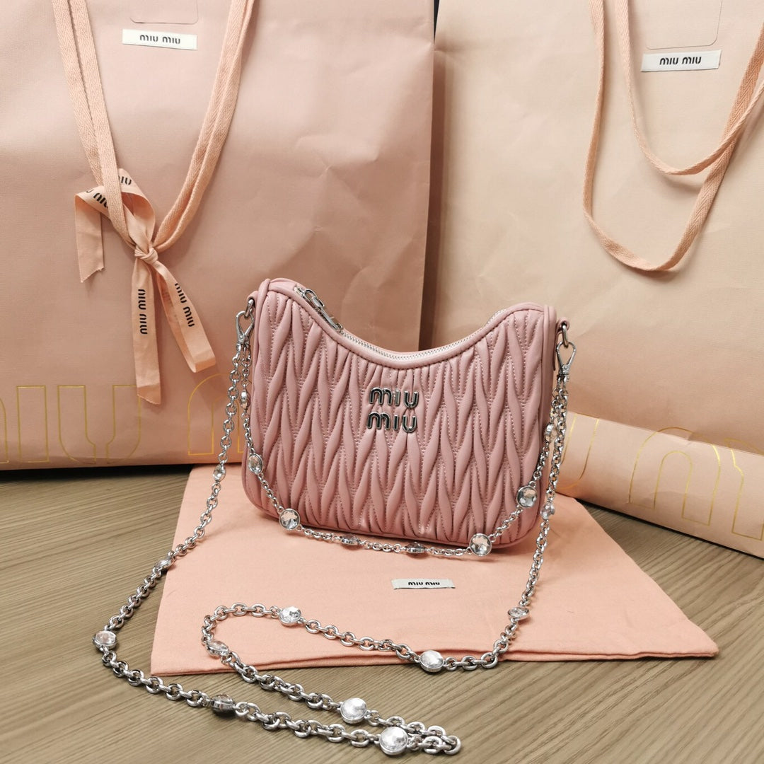 Miu Miu Matelassé Crossbody Bag - Pink