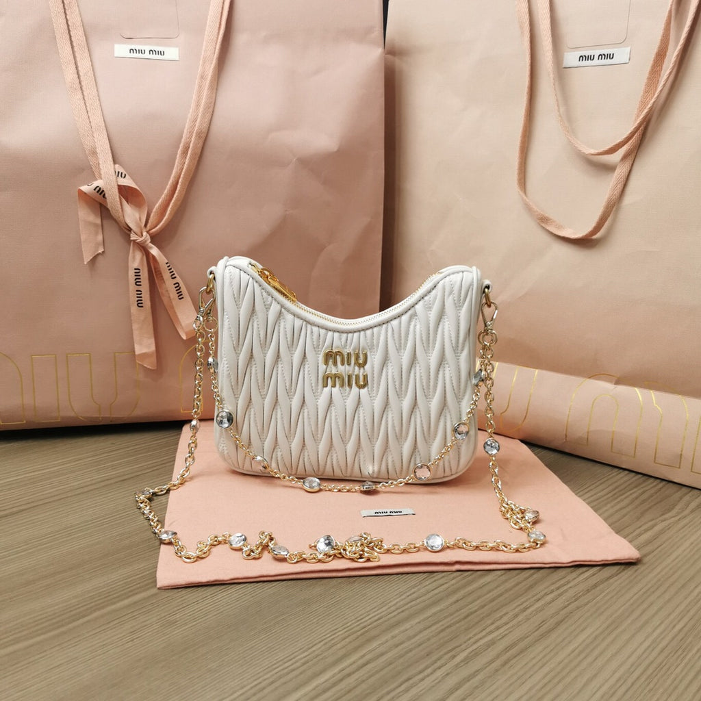 Miu Miu Matelassé Crossbody Bag - White
