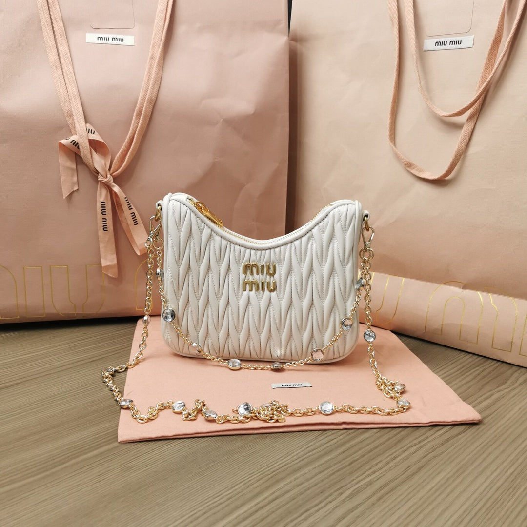 Miu Miu Matelassé Crossbody Bag - White