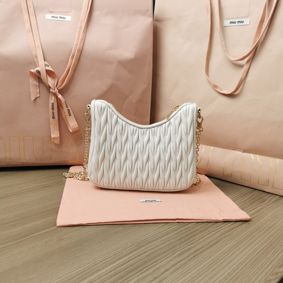 Miu Miu Matelassé Crossbody Bag - White