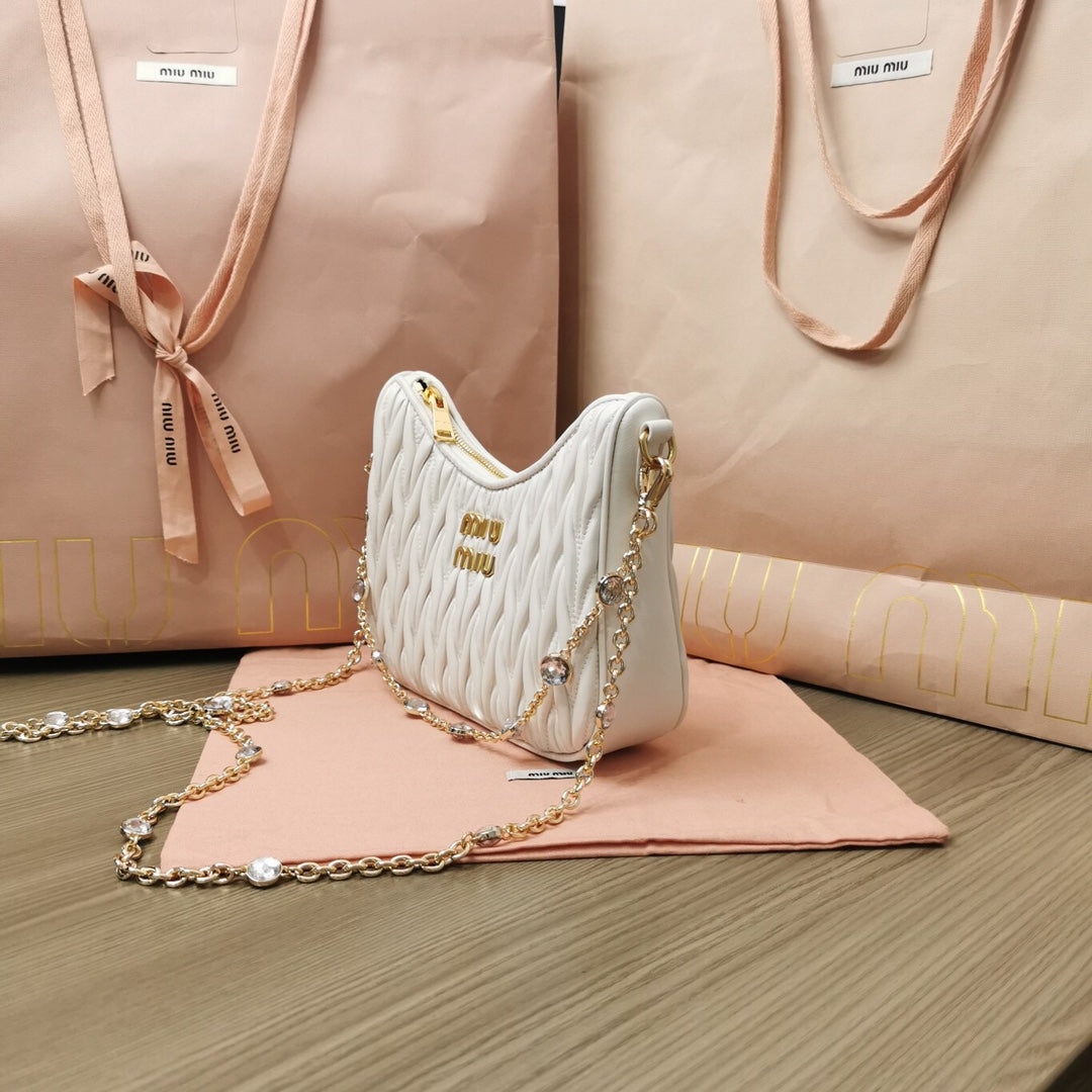Miu Miu Matelassé Crossbody Bag - White