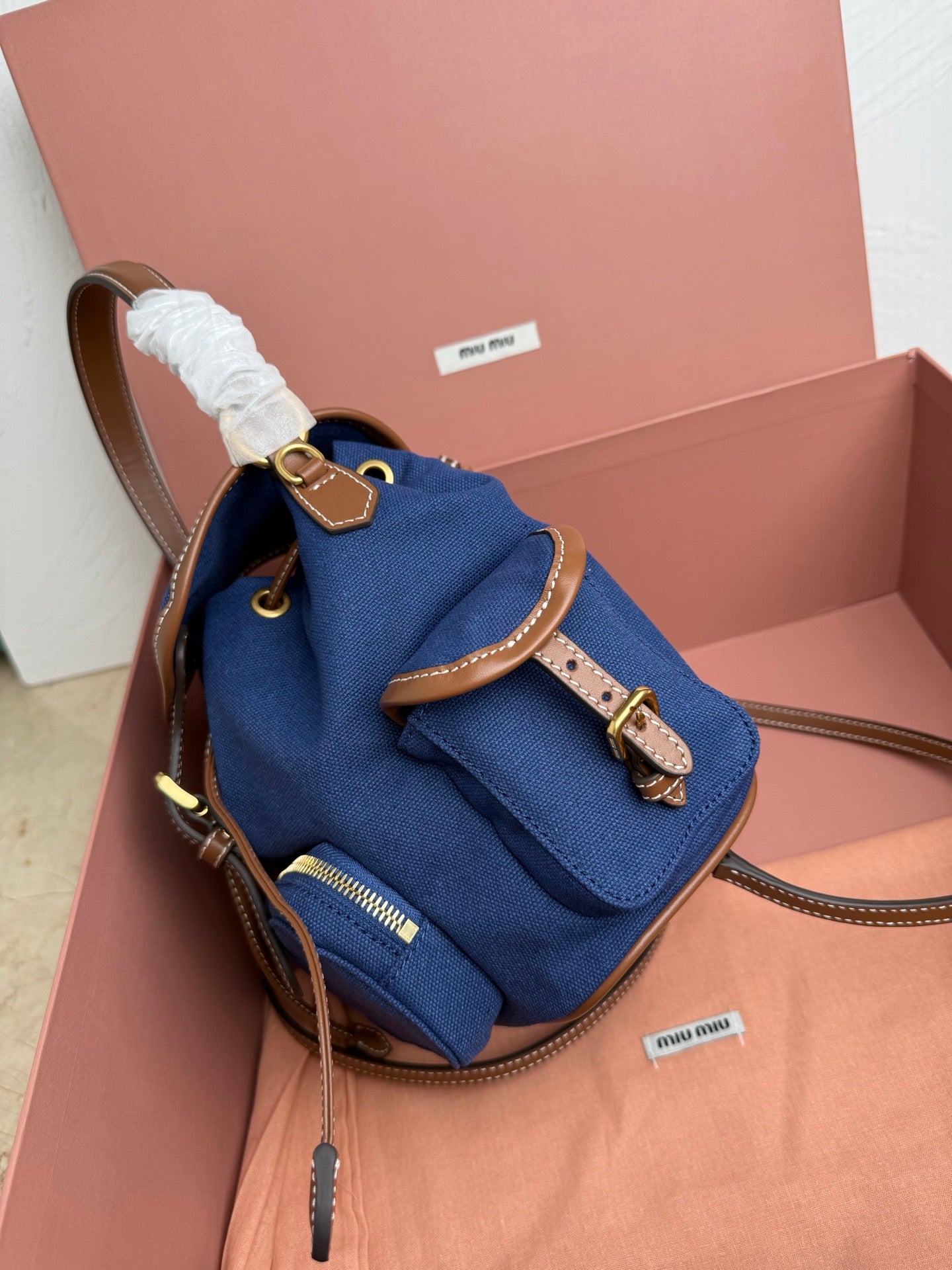 Miu Miu Canvas Bucket Bag - Royal Blue