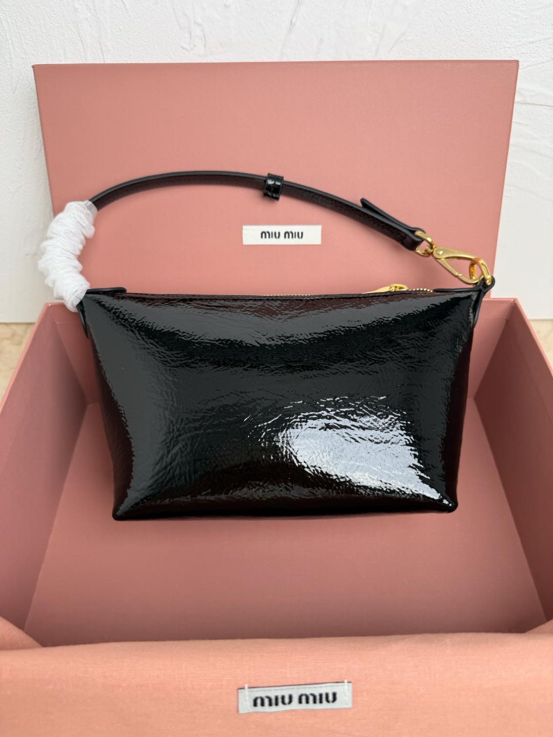 Miu Miu Patent Leather Wristlet - Black