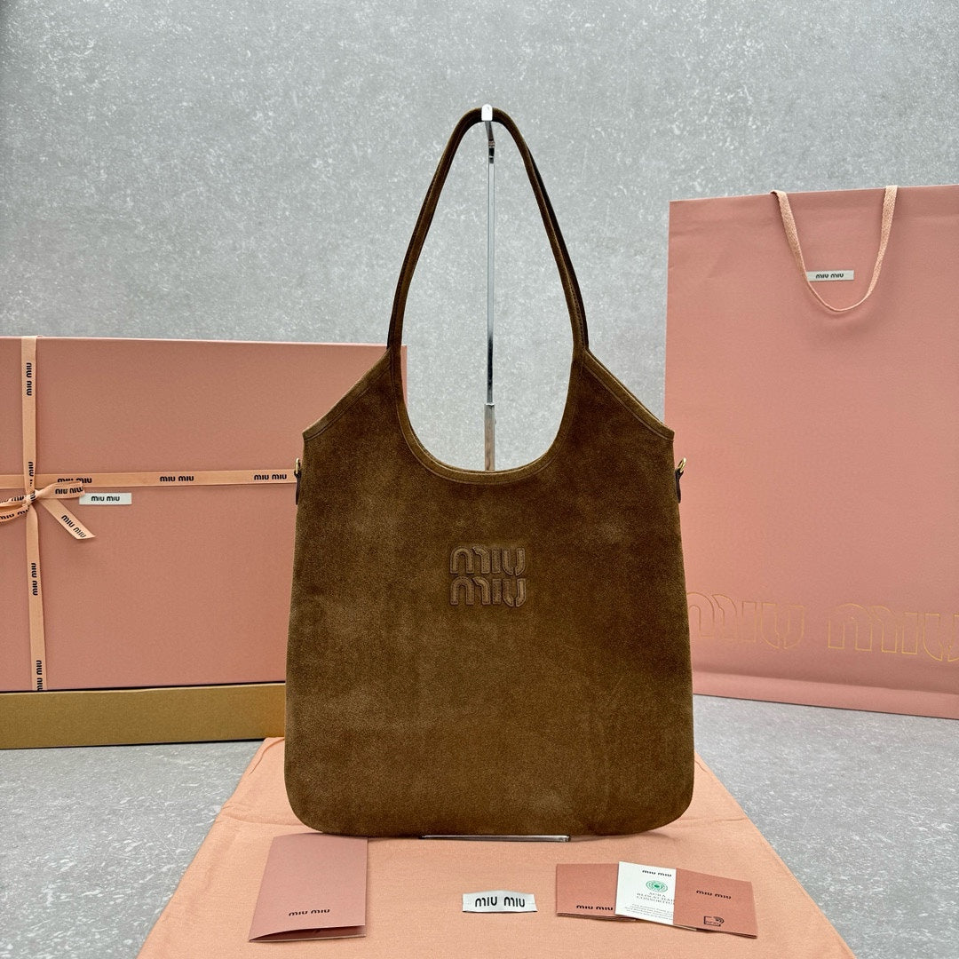 Miu Miu Suede Hobo Bag - Brown